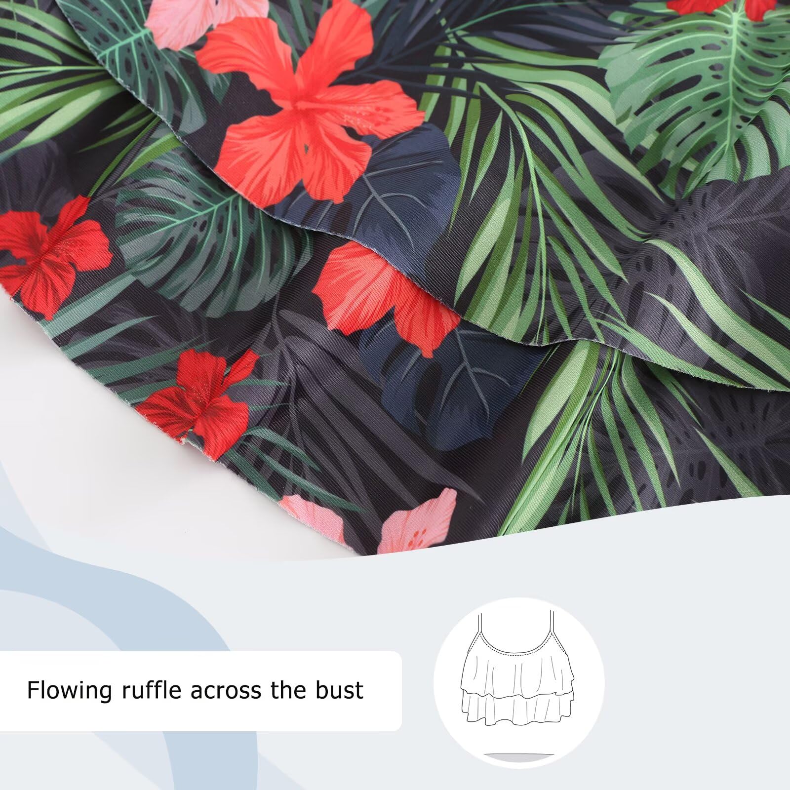 Aisyee Mädchen Bikini Badeanzug Kinder Zweiteiliger Bademode Hawaiian Rüschen Floral Mädchen Badebekleidung 3-16 Jahre