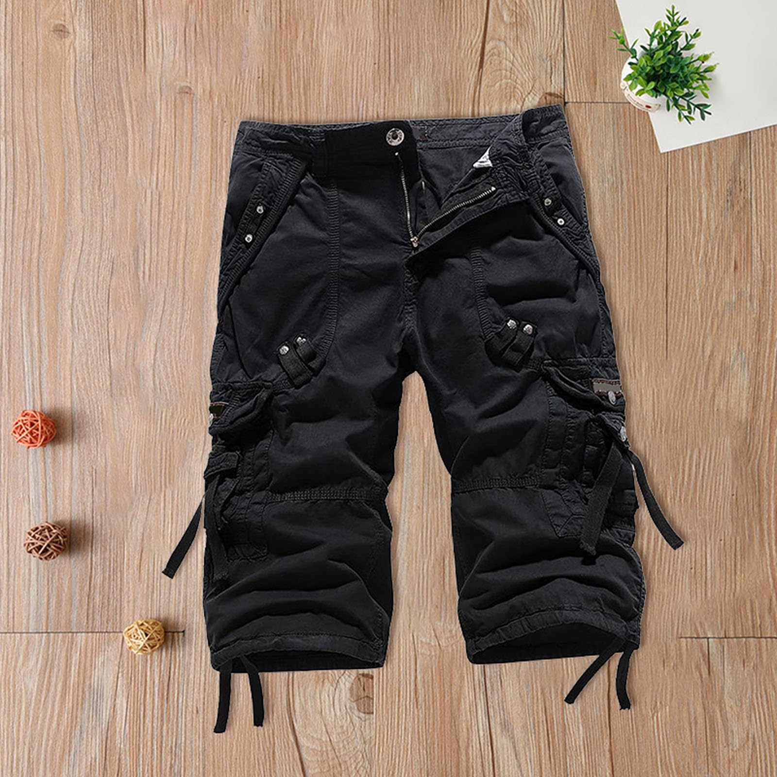 Cargo-Shorts für Herren, 3/4-Unterknie, leger, Baumwolle, Caprihose, Sommer, Outdoor, Laufen, Wandern, Spazierengehen, Arbeitshose