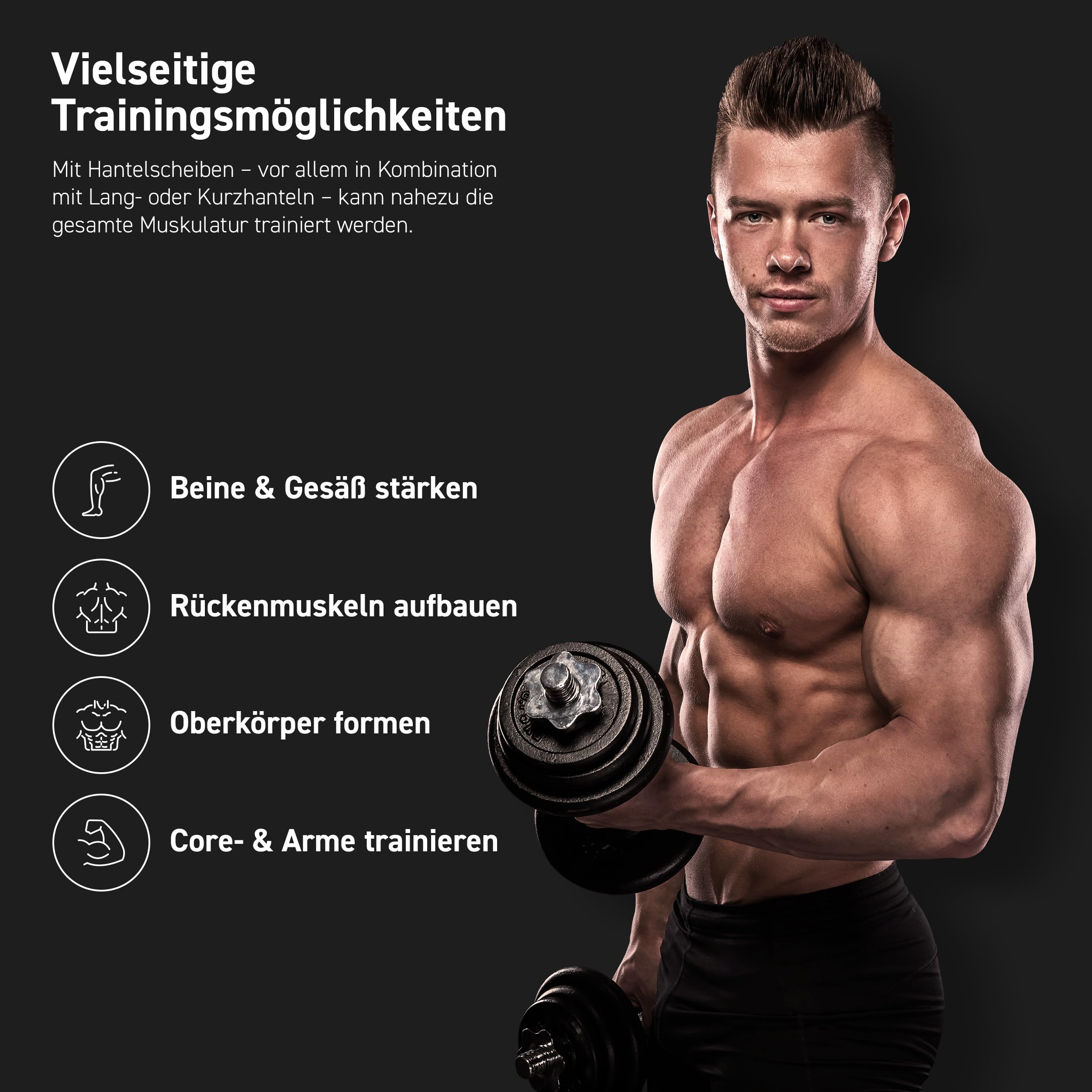 MSPORTS Para profesjonalnych krążków do sztangi ze 100% żeliwa 5-20 kg (2 x 7,5 kg - czarny)