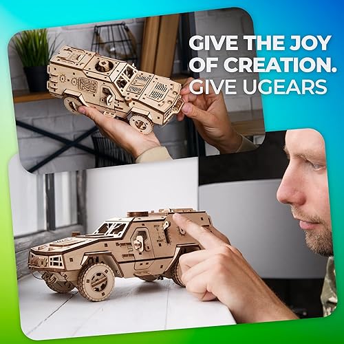 Miniatura 2 de UGEARS Battlefield Dozor B - Vehículo de combate blindado - Rompecabezas de madera 3D para adultos - Kit de modelo de rompecabezas 3D de vehículo