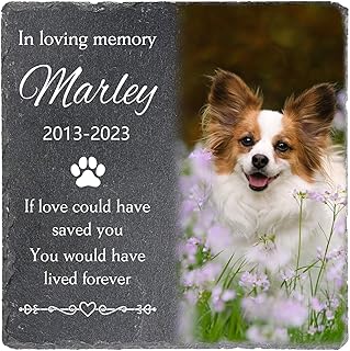 Dog Memorial Gift for Loss of Dog, Dog Memorial Stone Custom, Personalized Pet Memorial Stones for Dogs Cats, Customized Memorial Garden Stone Pet Grave Markers Sympathy Gift for Dog Cat Lovers
