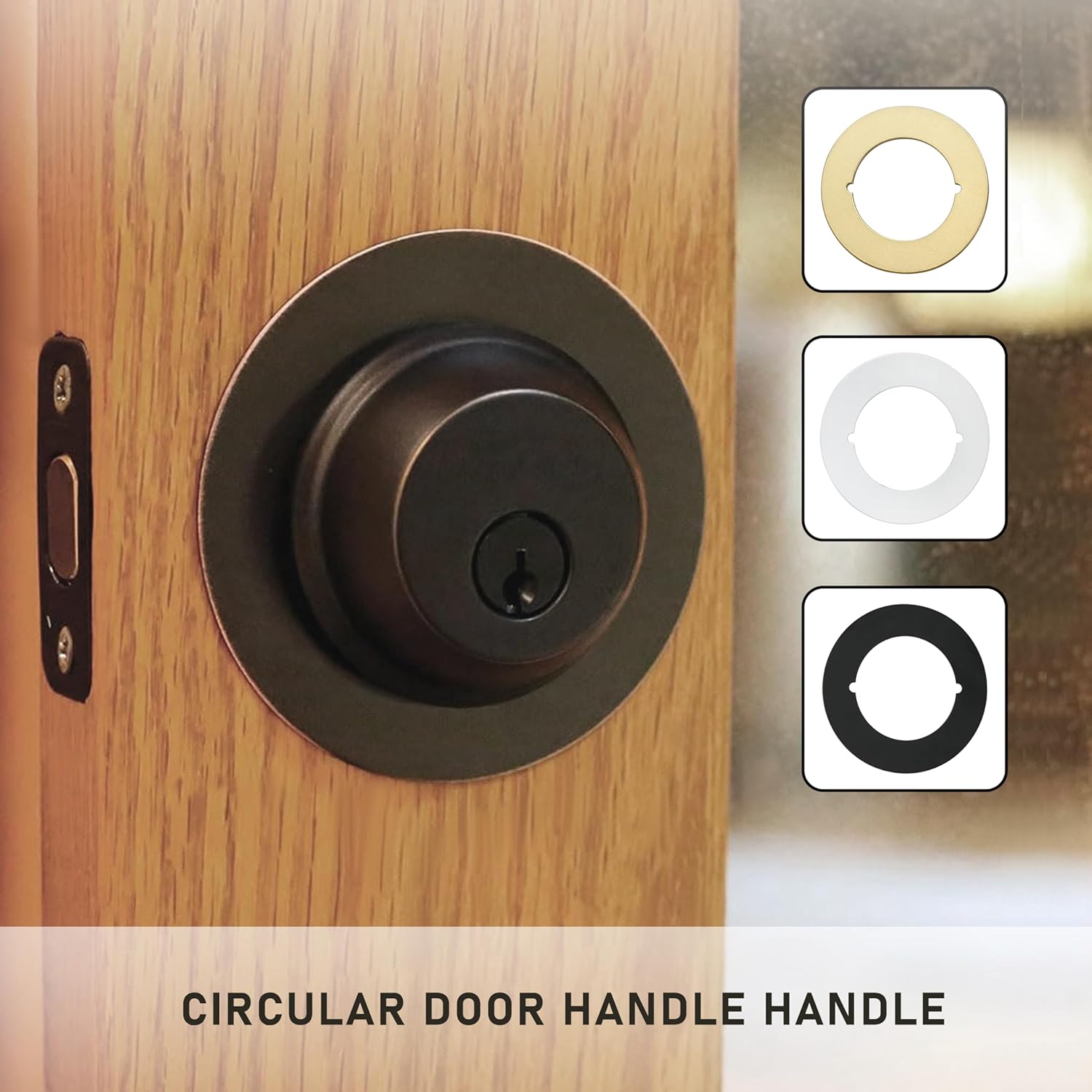Golden Iron Door Knob Backplate, Scar Plate & Repair Cover, Door Handle Filler Fixing Plate, Fits Under Existing Lockset to Hide Scratches & Damages for Residential, Apartment, Office Doors 2 Pcs