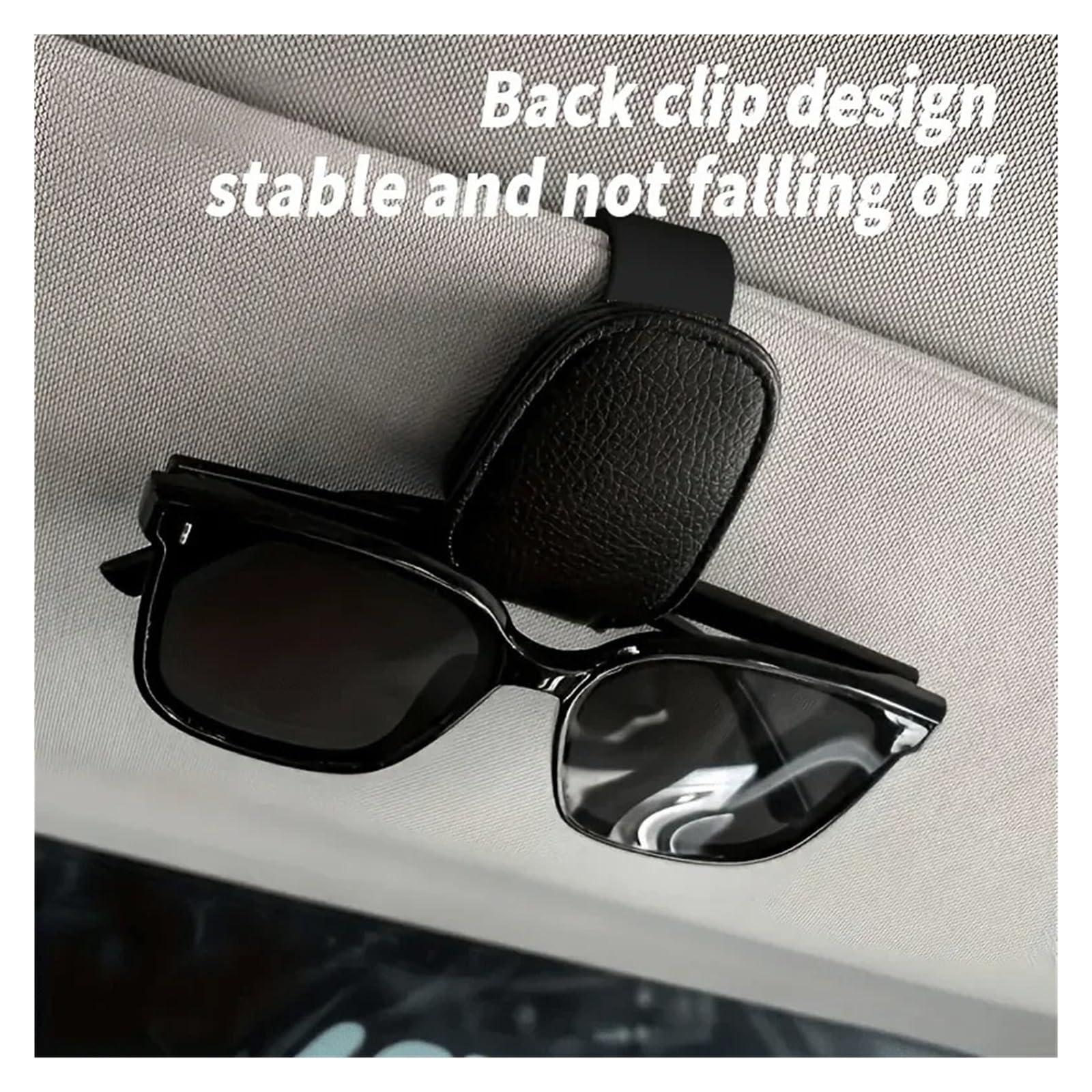 Soportes para Gafas De Coche Clip Magnético Piel Sintética para En La Visera del Organizador para Tarjetas Y Billetes 1 Ud Estuche para Gafas De Sol Coche(Black)