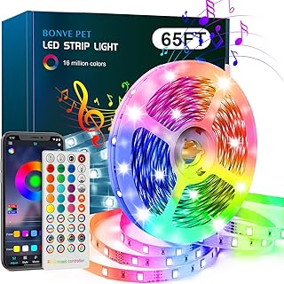 Bonve Pet 65.6ft Led Strip Lights,Smart Led Light Strips Music Sync Color Changing LED Lights App Control,Led Lights for Bedroom Christmas Party Home Decoration