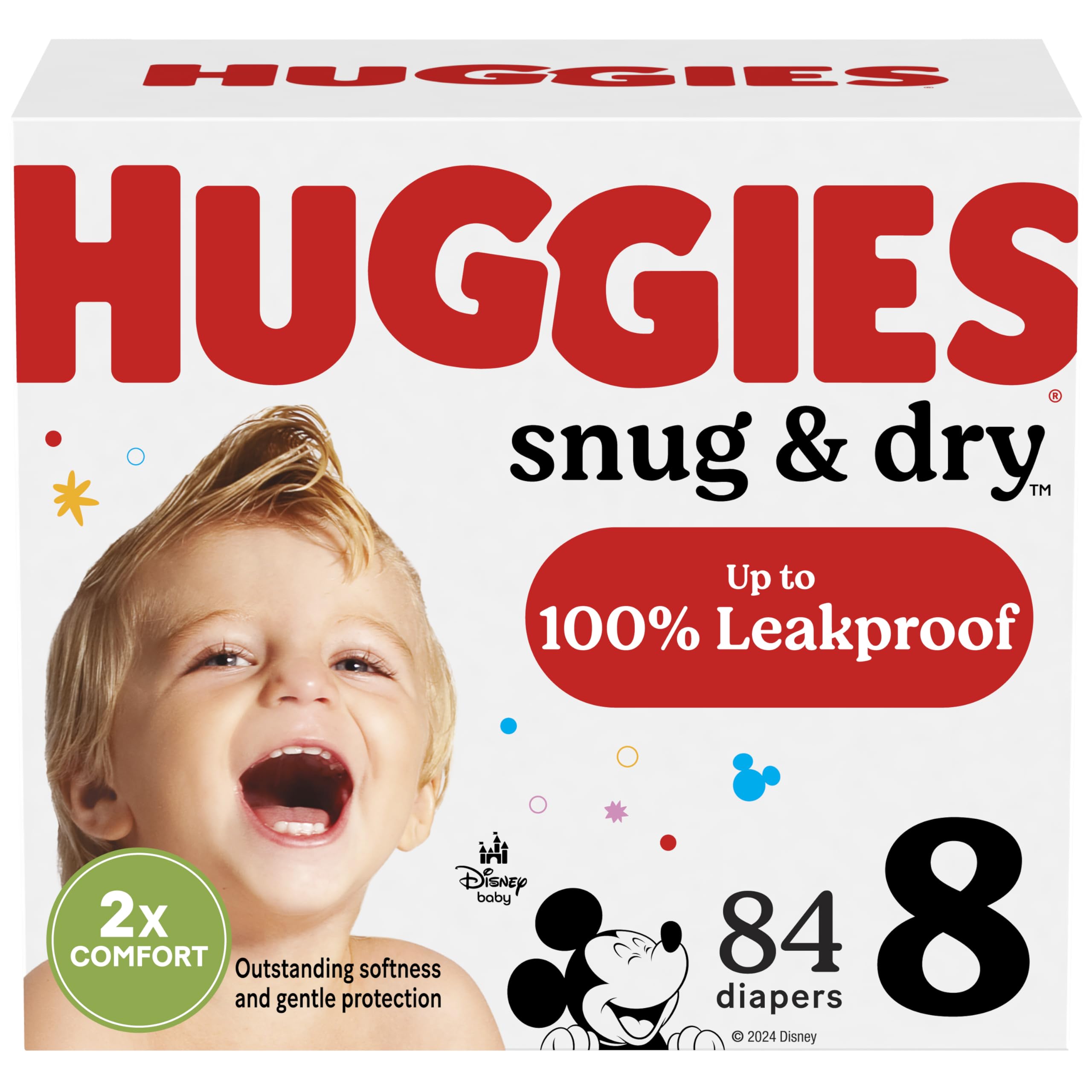 Huggies Size 8 Diapers, Snug & Dry Baby Diapers, Size 8 (46+ lbs), 84 Count