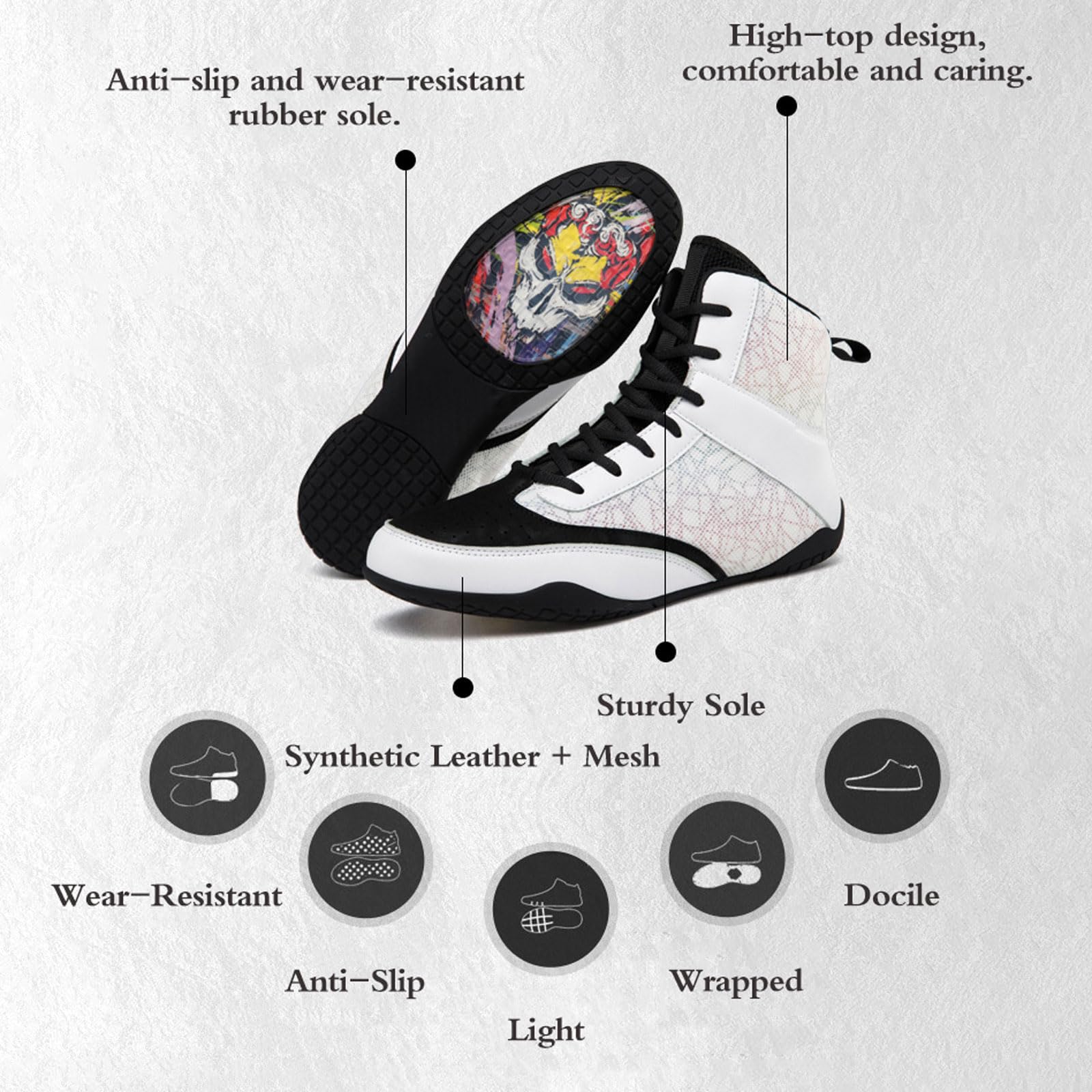 Zapatos de Lucha,Zapatos de Boxeo,Botas de Boxeo,Zapatos de Lucha Transpirables,Unisex,Ligero,Antideslizantes,Flexibles,Confort,para Combate,Wrestling,Fitness,Marciales,Sanda