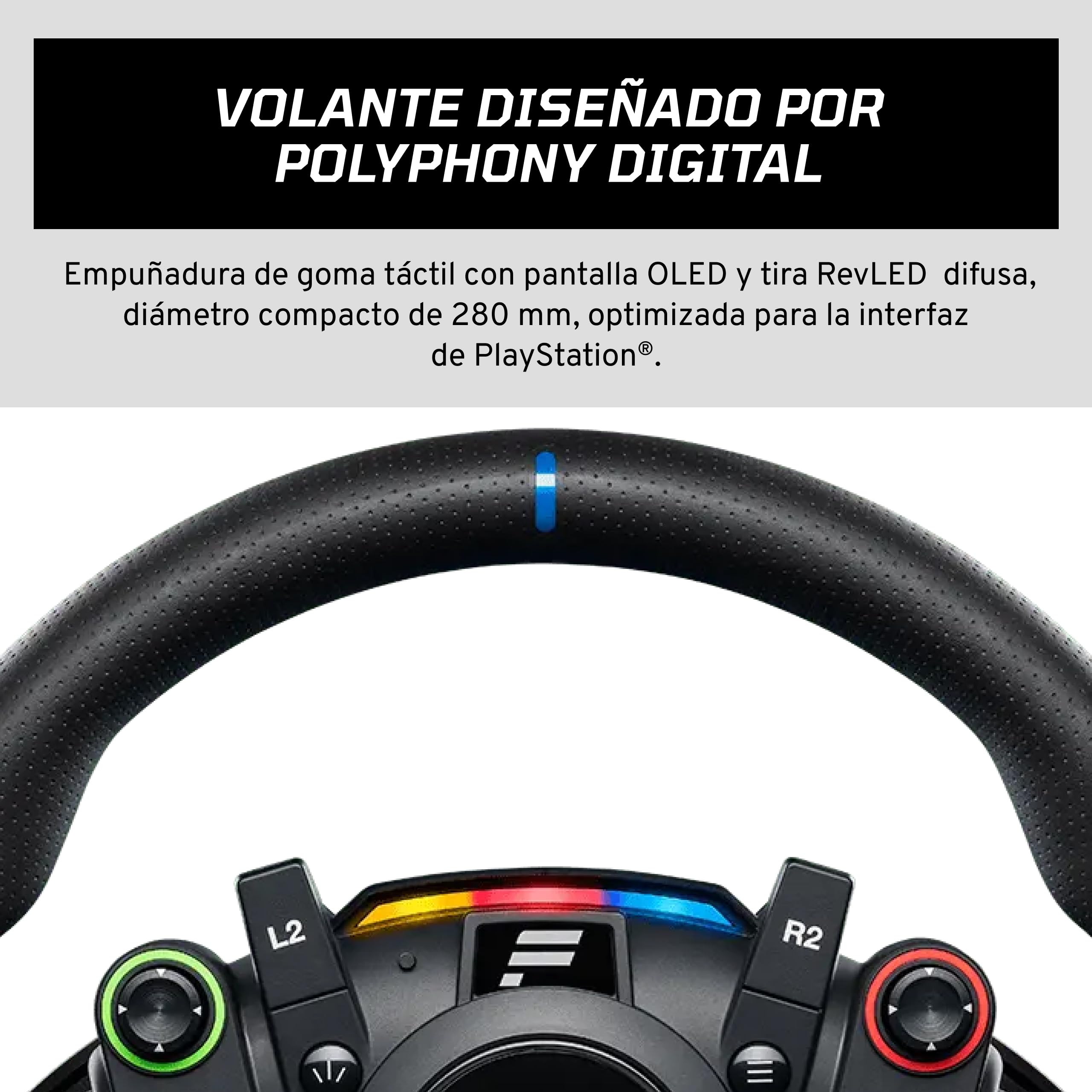 Fanatec CSL Elite Volante de Carreras, Base y Pedales Licencia Oficial Gran Turismo DD Pro Playstation – Volante Polyphony Digital, FluxBarrier Direct Drive, Juego de dos Pedales para PC, PS5, PS4
