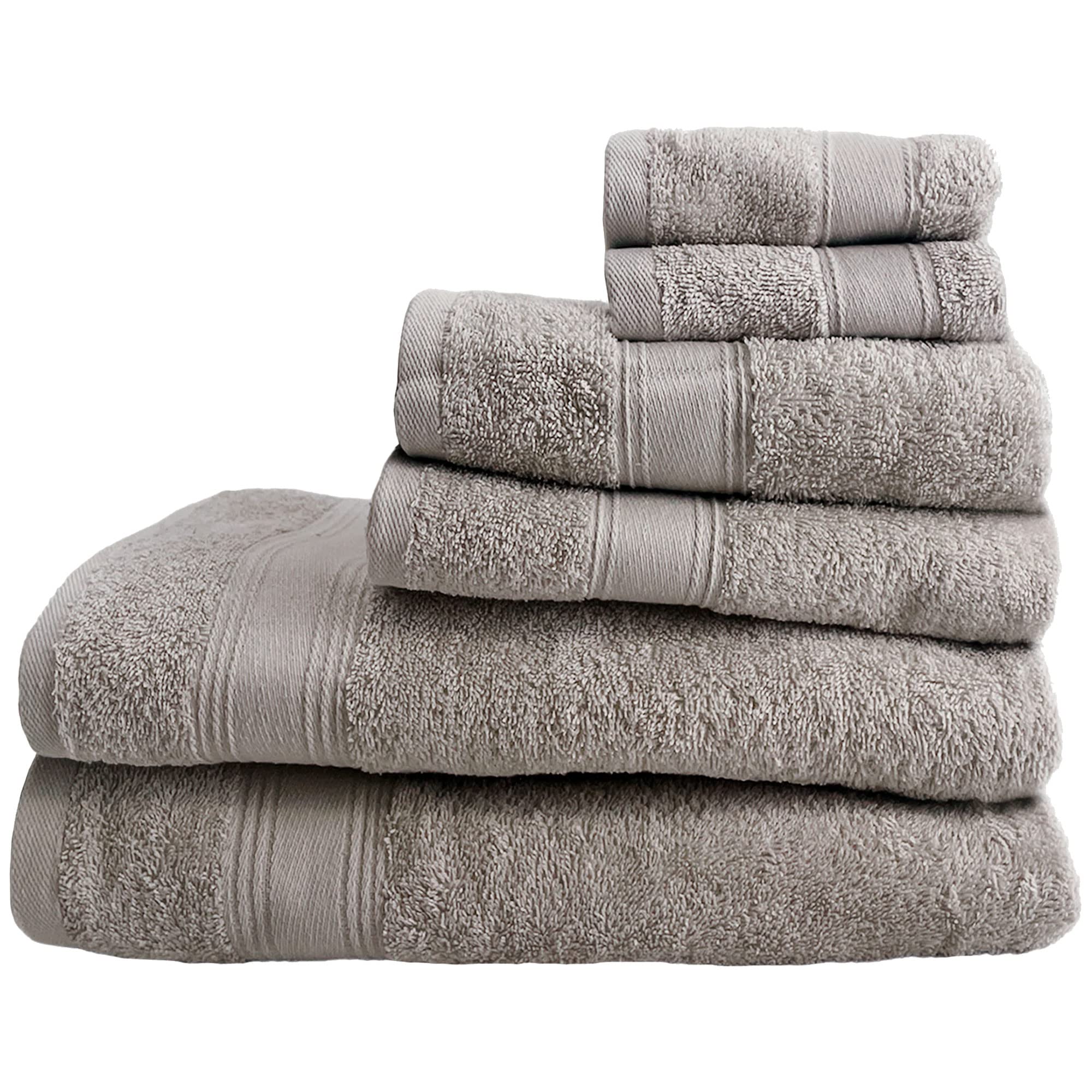 SET DI 6 ASCIUGAMANI DA BAGNO 100% cotone TORTORA