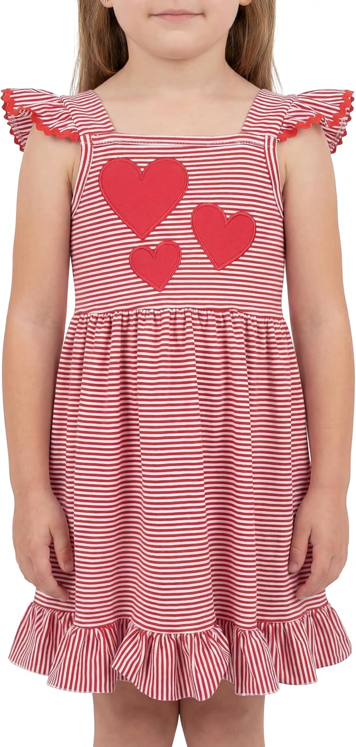 Unique Baby Girls Ruffle Hem Flutter Sleeve Everyday Boutique Dress