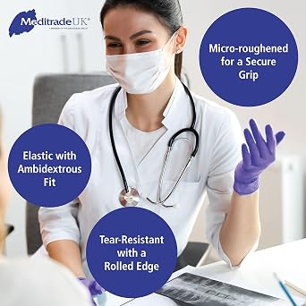 Meditrade Nitrile Gloves, Disposable, Powder-Free, Violet, Small, 100pcs