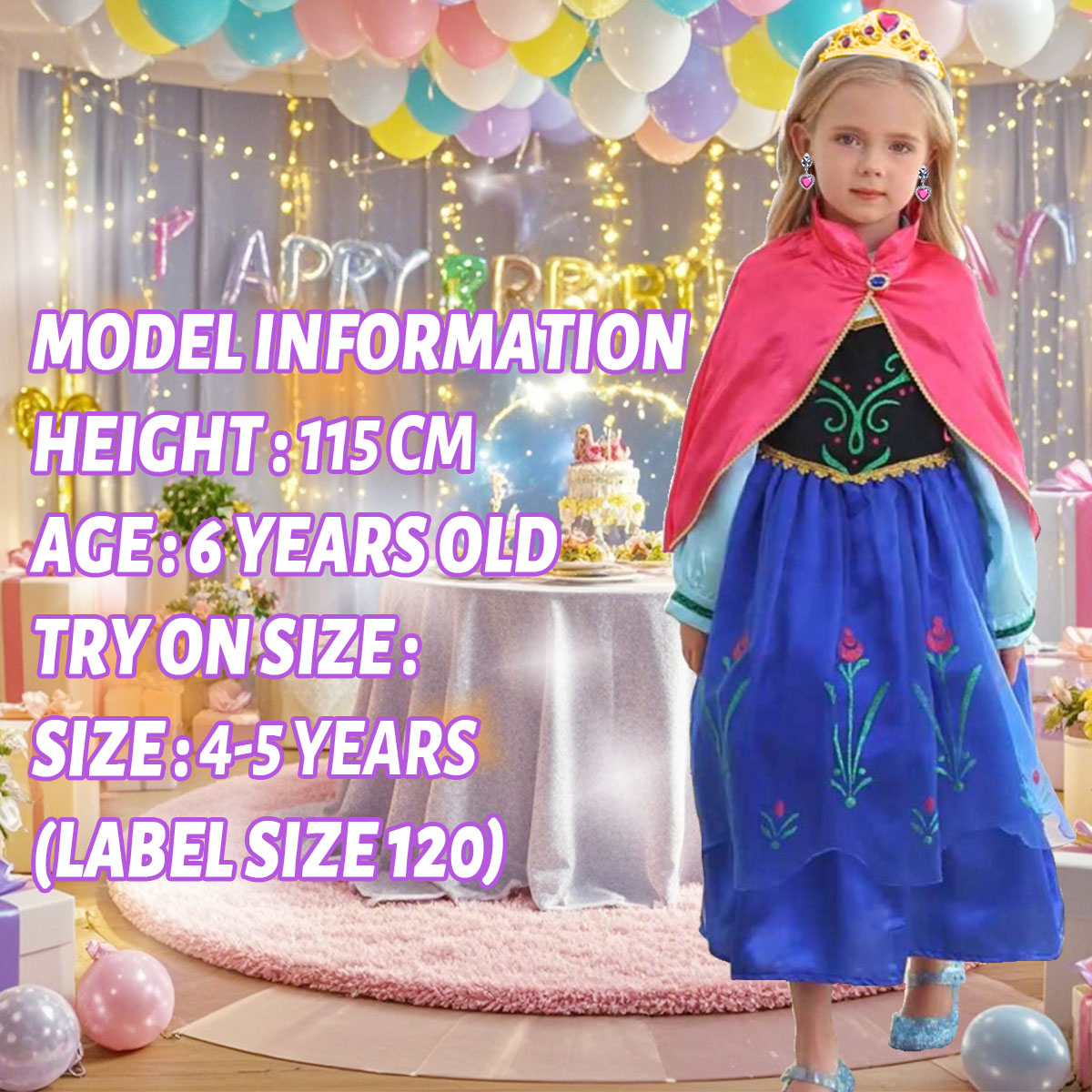 Disfraz de princesa para niñas de 5-6 años miniatura 7