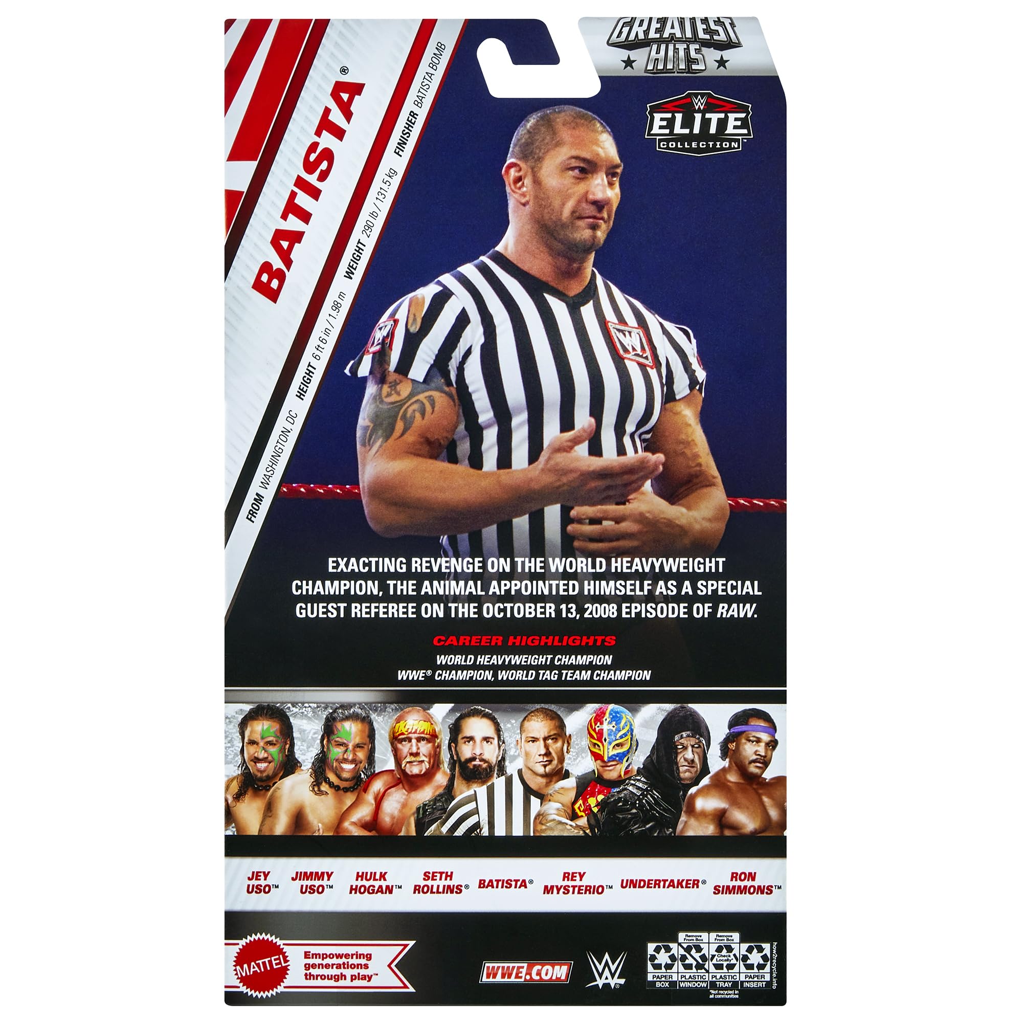 WWE Batista (arbitro) Elite Greatest Hits 7 Toy Wrestling Action Figure