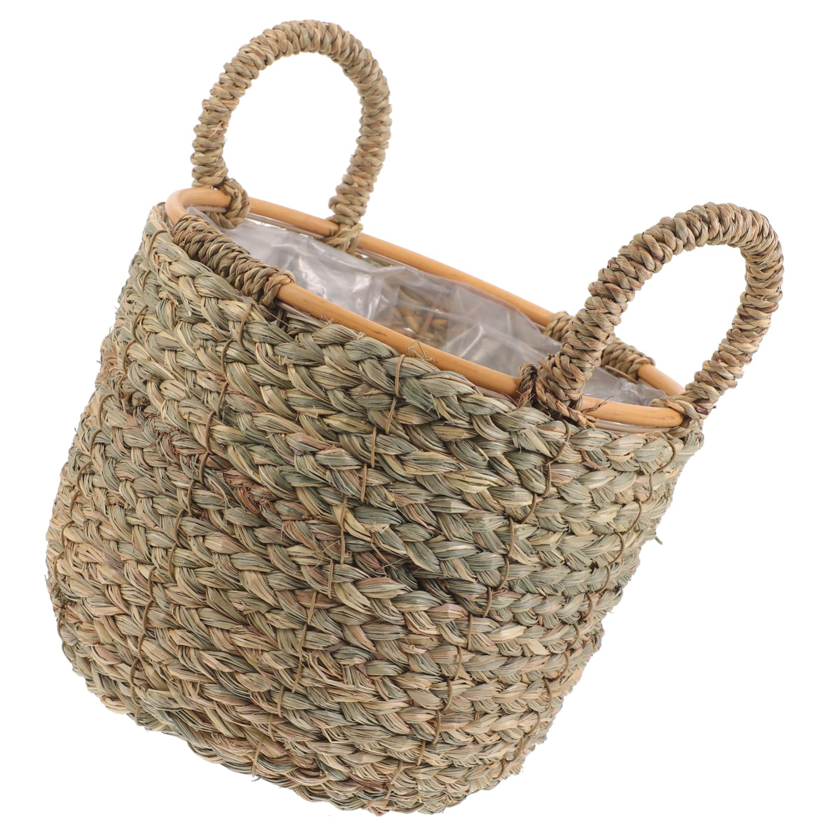 Stylish Woven Planter Basket with Handle Multi Purpose Straw Flower Basket for Home Decor Storage Versatile Plant Holder for Sundries