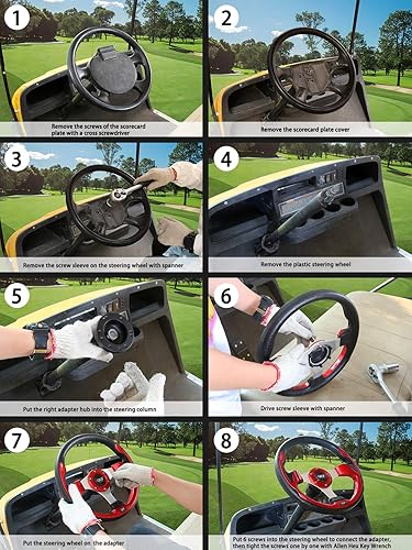 Vista 27 de 10L0L Volante de carrito de golf para Yamaha, EZGO TXT/RXV/Valor, Club Car DS/Precedent/Adward/Tempo Carritos de Golf plateado