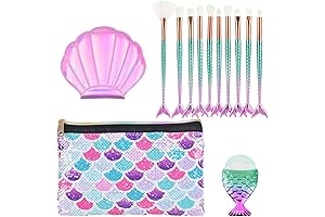 13 Piece Mermaid Makeup Brush Set and Cosmetic Bag