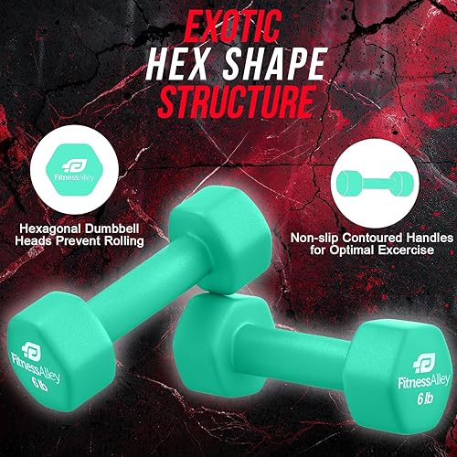 Miniatura 5 de Juego de mancuernas hexagonales revestidas de neopreno para un agarre antideslizante, juego de pesas de mano hexagonales de neopreno, juego de dos