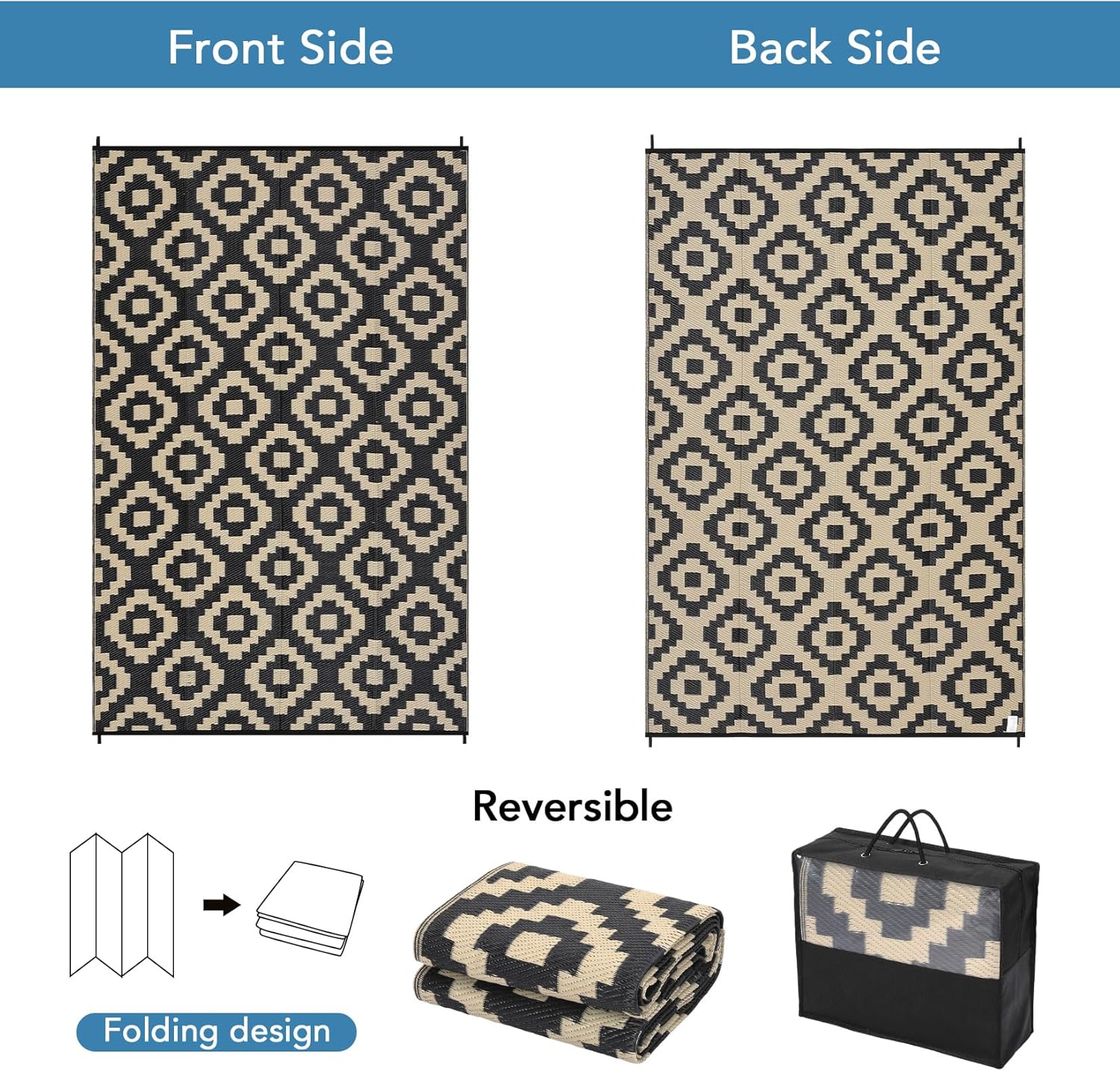 Waterproof Outdoor Rug Reversible Plastic Straw Patio Camping Indoor Mat Carpet - Picture 234 of 234