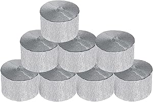 8 Silver Crepe Paper Rolls for Vivid Celebrations