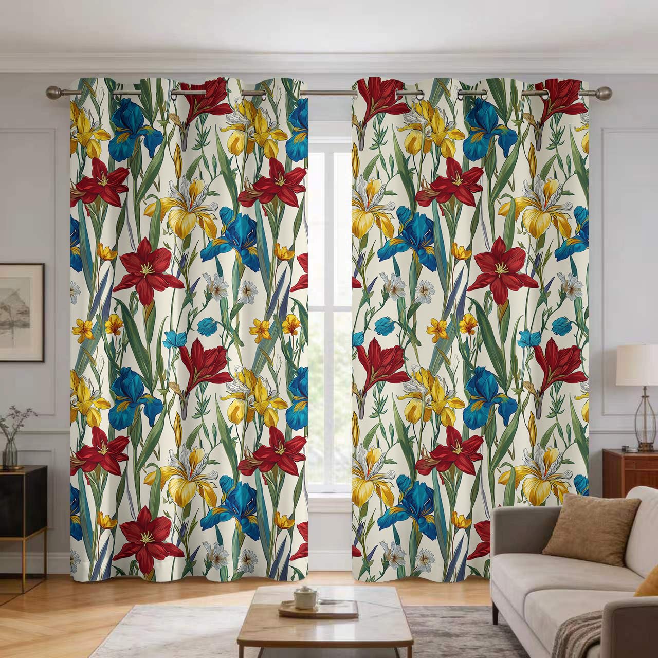 Draperies intérieurs à oeillets grand style floral : rideau vintage occultant de haute qualité