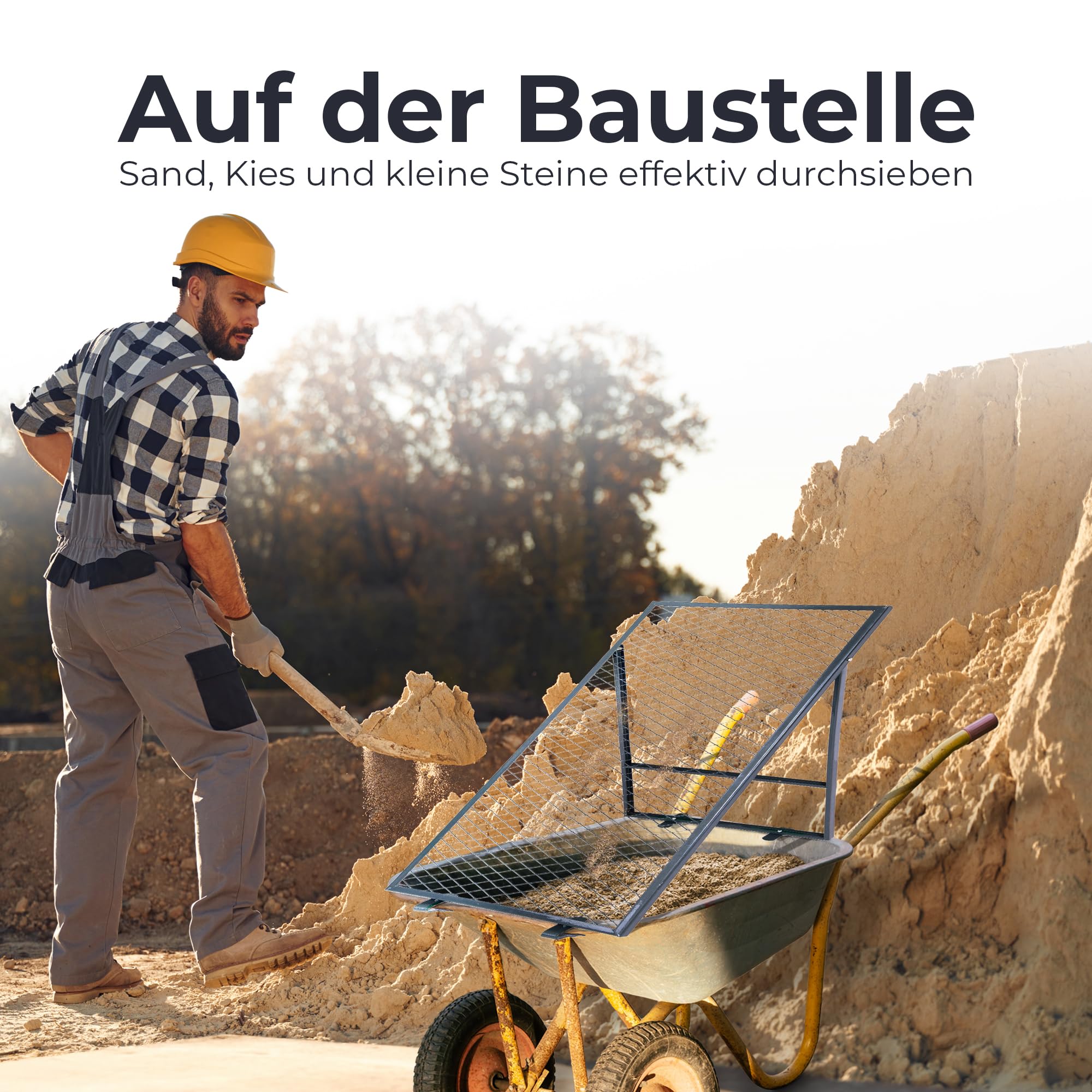 Novatool Boden Durchwurfsieb für Schubkarre 100x50 cm, aus pulverbeschichtetem Stahl, Durchwurfgitter Sieb für Erde Sand Kompost, Gartensieb Metallsieb Gitter Erdsieb Kompostsieb Gartenerde
