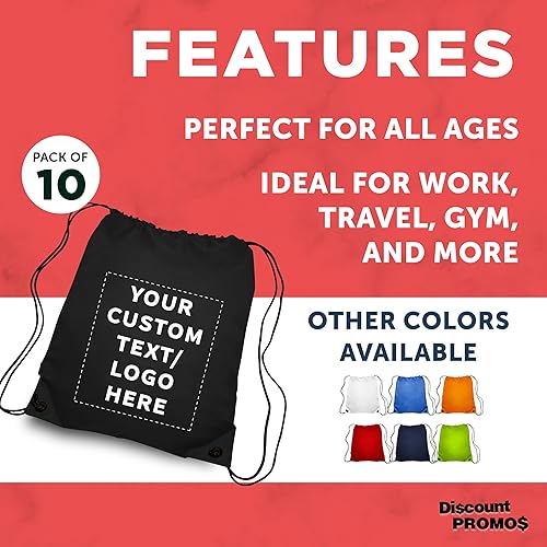 Miniatura 2 de DISCOUNT PROMOS Bolsas clásicas con cordón de poliéster, paquete a granel, Negro -, 14"x16.5"