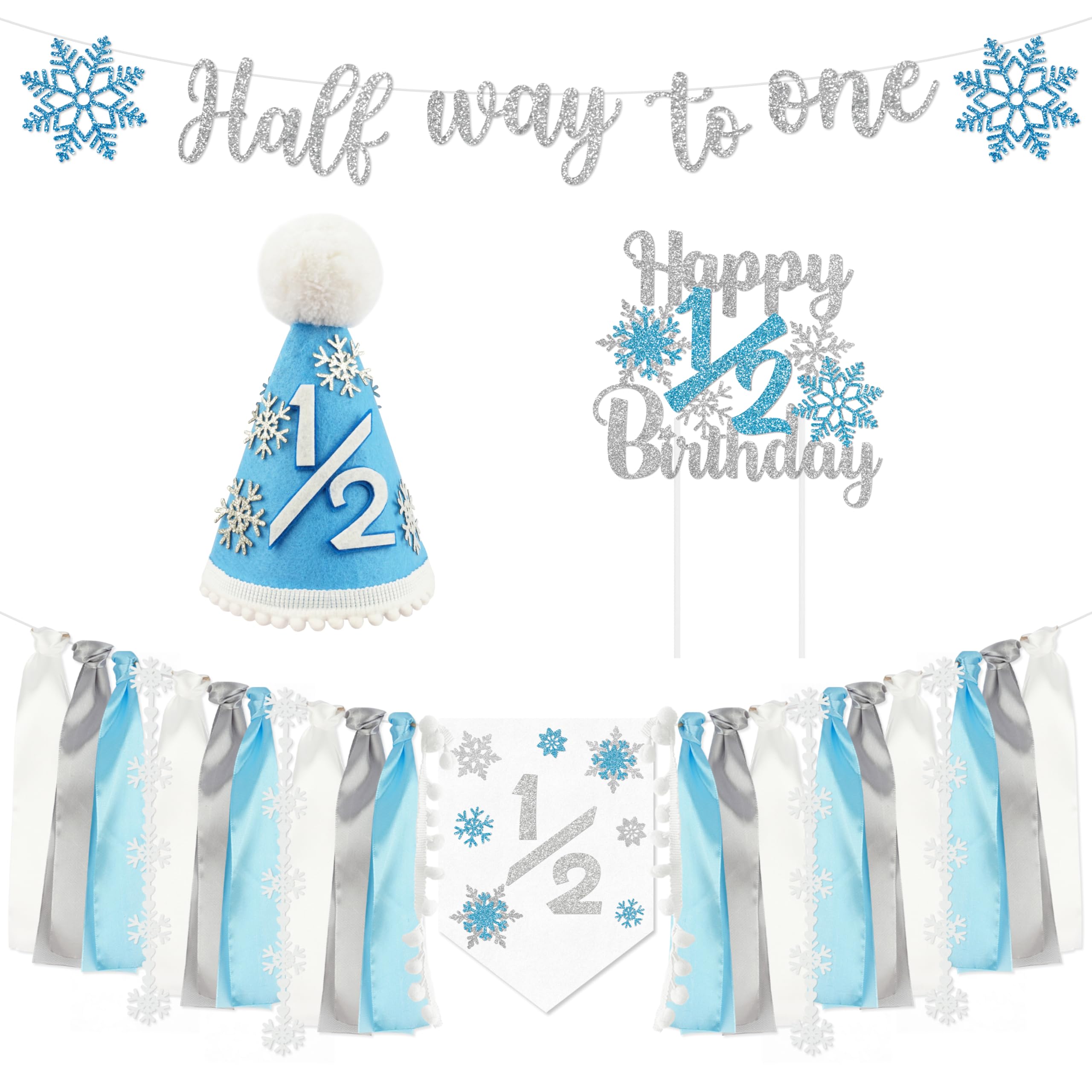 1/2 Birthday Decorations - Green Half Way Banner -11