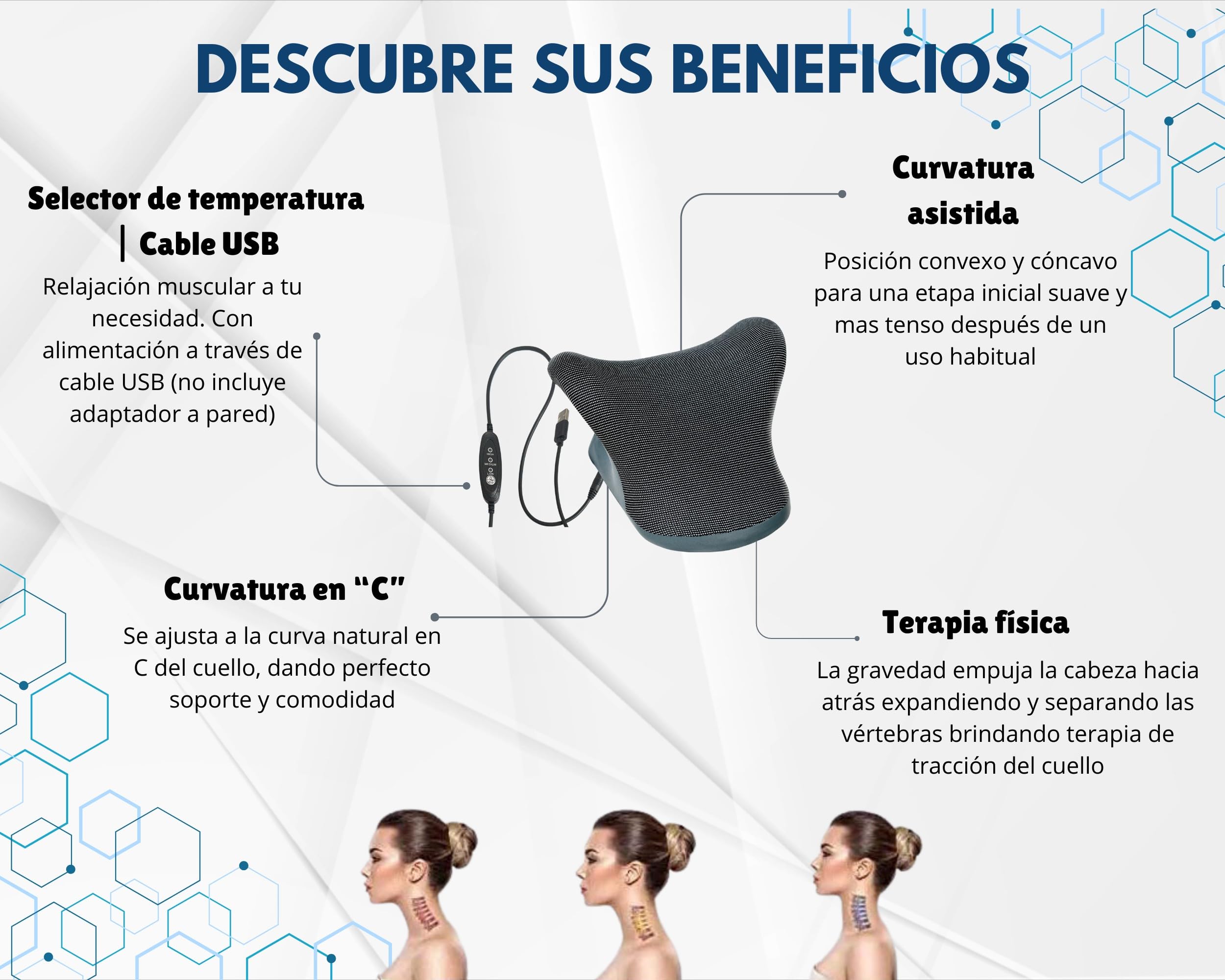 Dispositivo de Tracción Cervical Térmico con Temporizador Ajustable | Almohada para Alivio del Dolor de Cuello y Hombros y Relajación Muscular | Corrector Postural | Neck Cloud