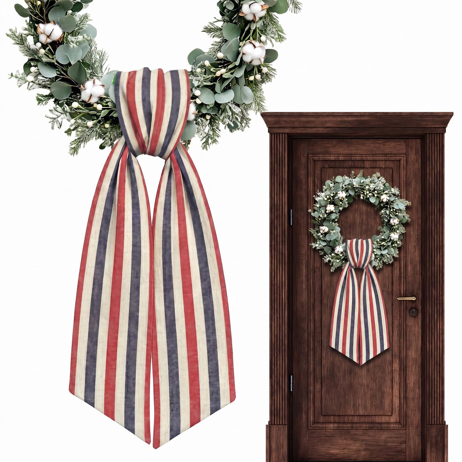 Vickasi F 4Th O July Ribbon Sash Or Wreath Accessory Decor, Red Blue Ribbon Bowknot Holiday Bows Accessories Or Ront Door Decor