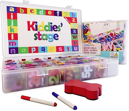 Magnetic Letters And Numbers Set - 274 Piece Educational Kit | Alphabet Magnets With Whiteboard | Toddler Learning Toys | Ages 3-12 Years