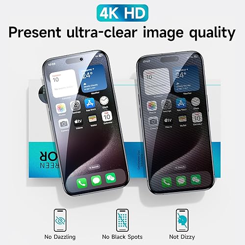 Miniatura 4 de BENKS Paquete de 2 protectores de pantalla de privacidad para iPhone 15 Pro Max (2023, 6.7 pulgadas), vidrio templado antiespía inastillable