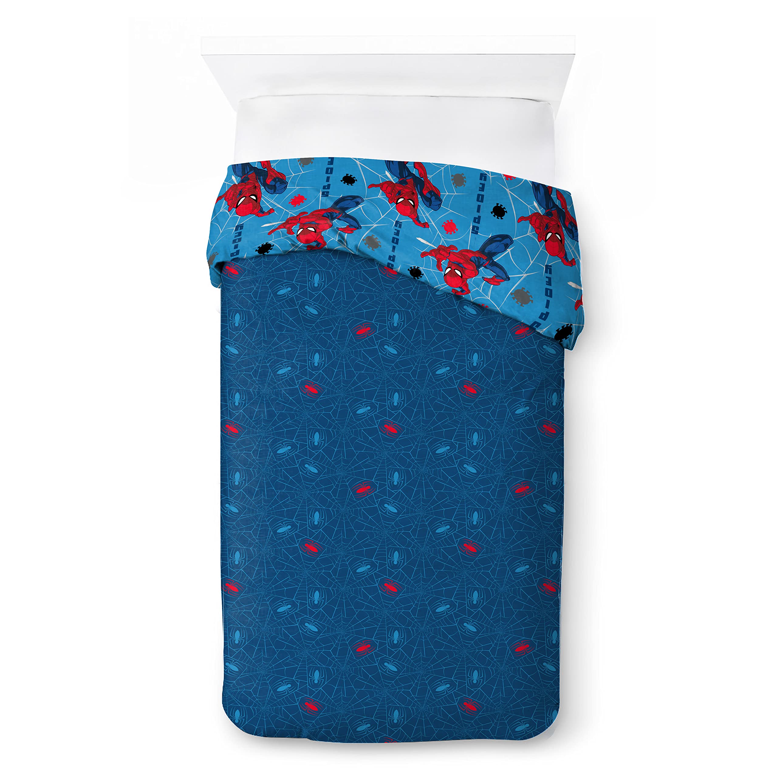 Jay Franco Marvel Spiderman Spidey Faces 100% Cotton Single Duvet Cover Set - Includes Pillowcase, Blue - Spiderman - Image 3