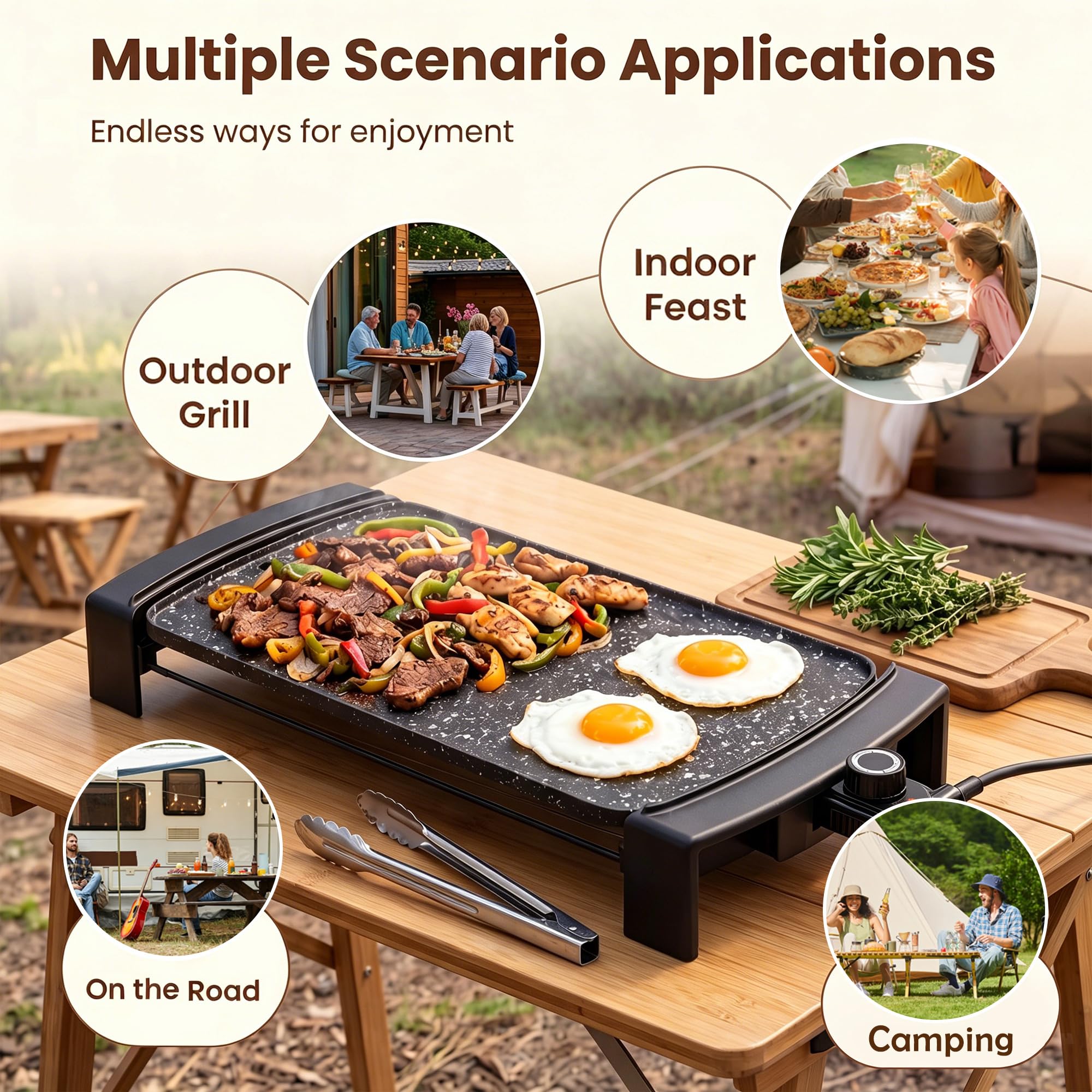 LIFEZEAL 2 en 1 Plancha Électrique 2150W, Grill Électrique Antiadhésif