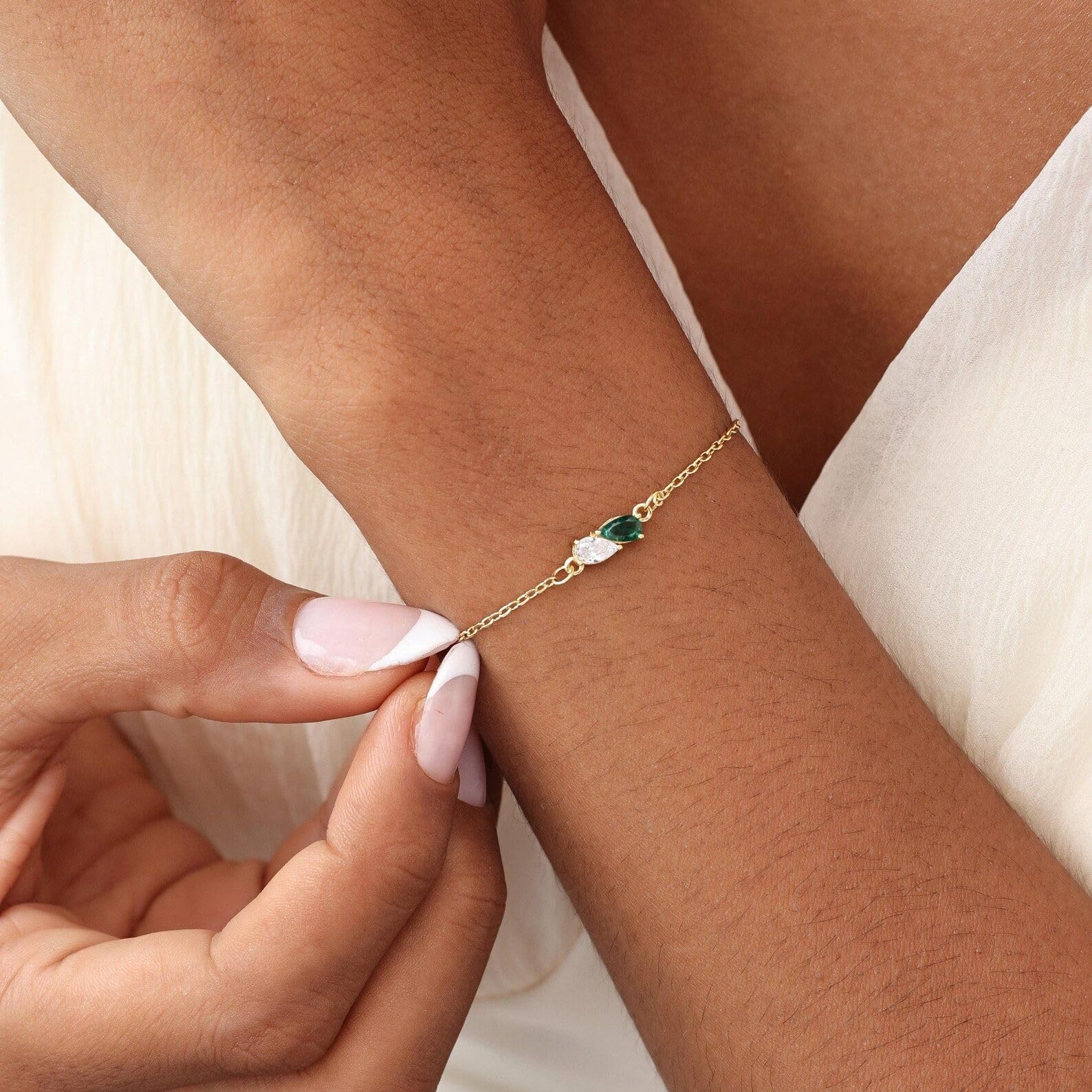 Pulsera de piedras preciosas personalizadas plata de ley 925 amistad almas hermanas Pulsera piedras preciosas personalizados Joyería artesanal Día de la Madre