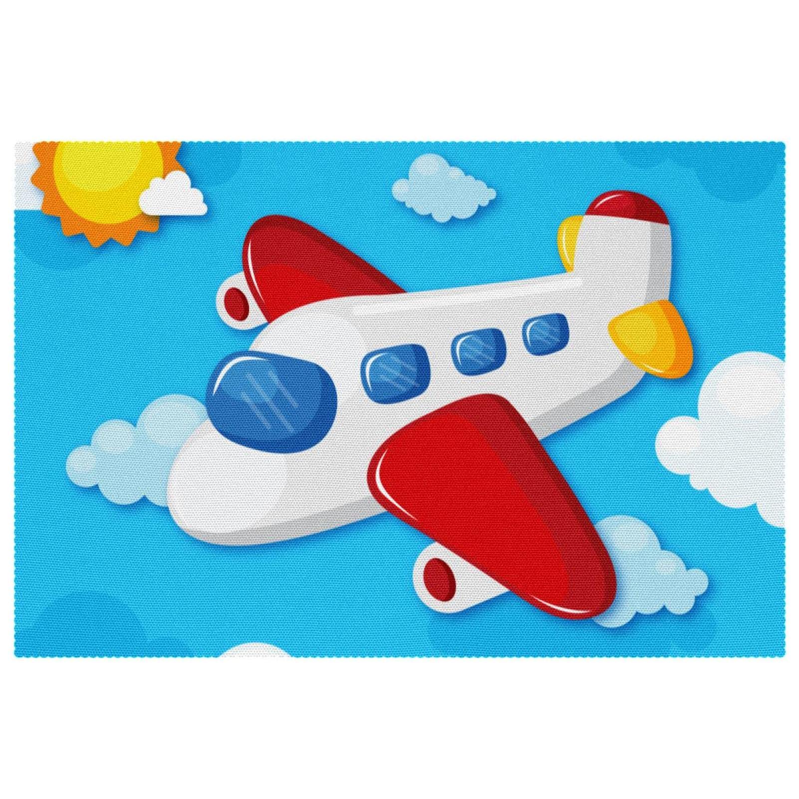 Set de table avion bleu pour repas ludique des enfants en cuisine familiale