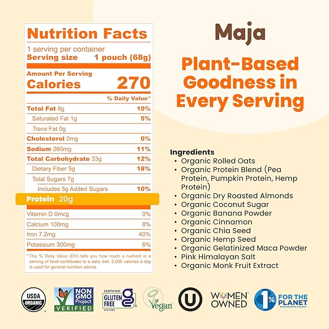 Maja Avena Proteica Overnight Sabor Banana Bread 2.4 oz (6 Unidades) miniatura 2