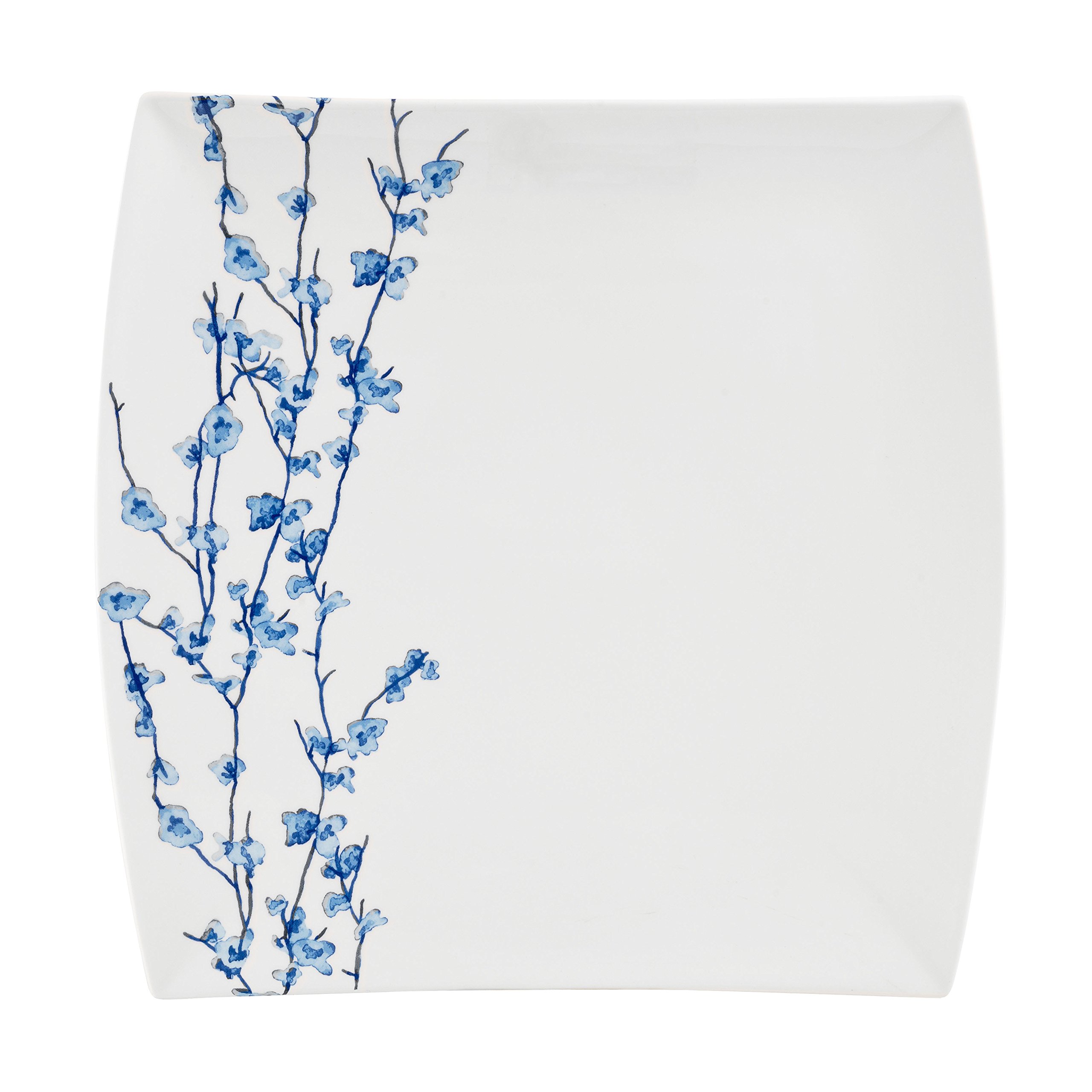 Oriental Blossom Collection, Square Platter, White/Blue
