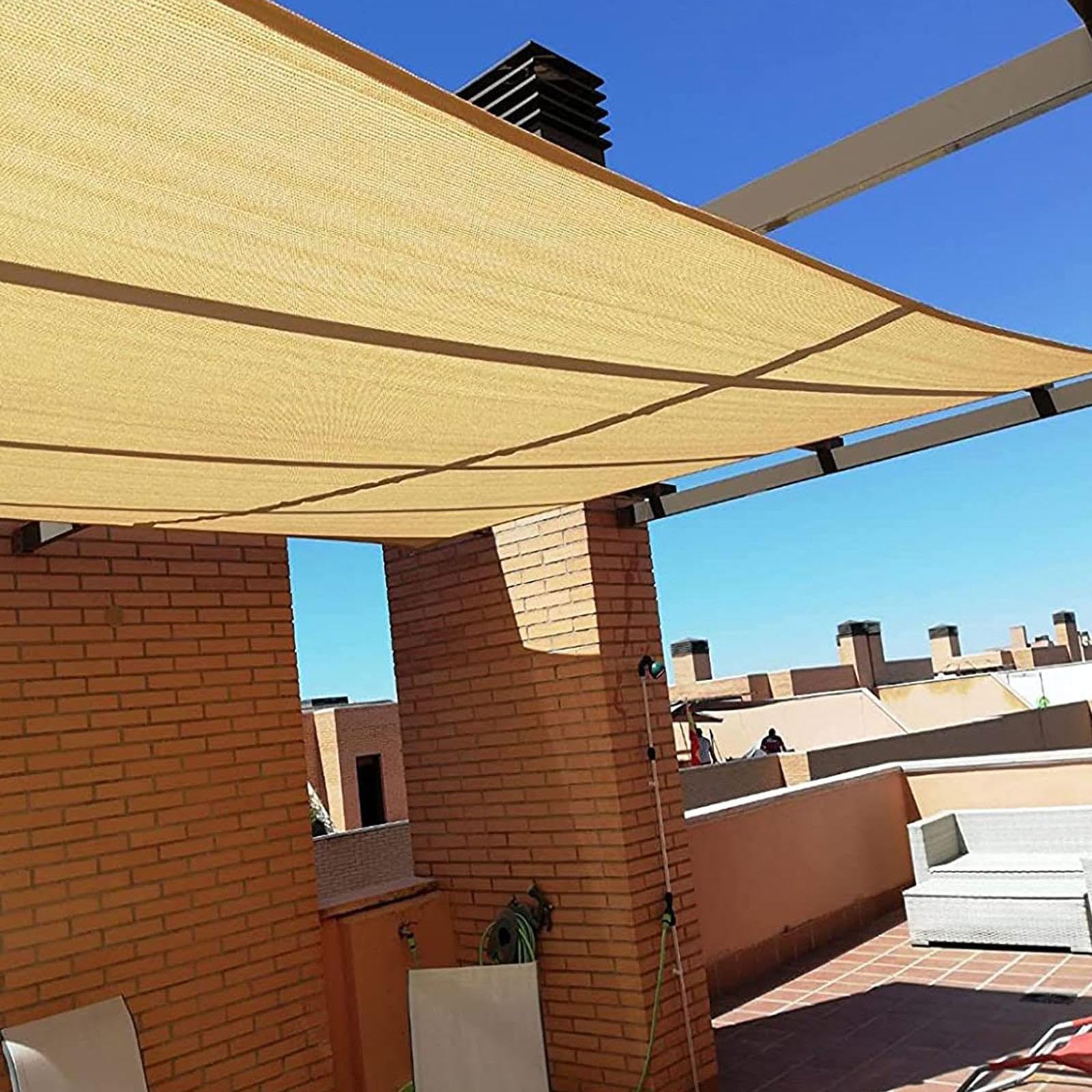 Giardino Panno Ombreggiante Telo Ombra Rete Parasole con Protezione Solare Ombreggiante Occhiellato Protezione Raggi UV 90%-95% Copertura Serra Giardino Tetto Piscina,beige-4x5m