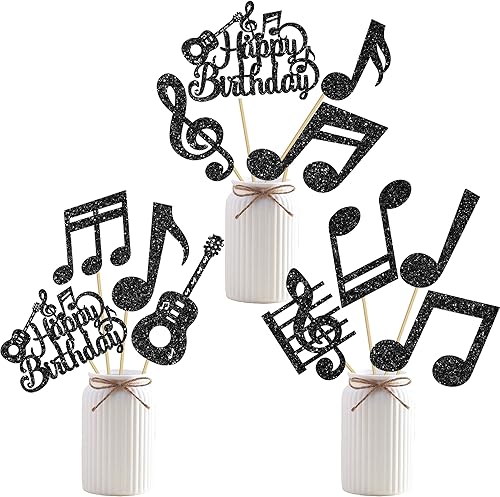 Palillos de centro de mesa de notas musicales, 12 piezas de temática musical, decoración de cumpleaños, centros de mesa de fiesta musical, símbolos