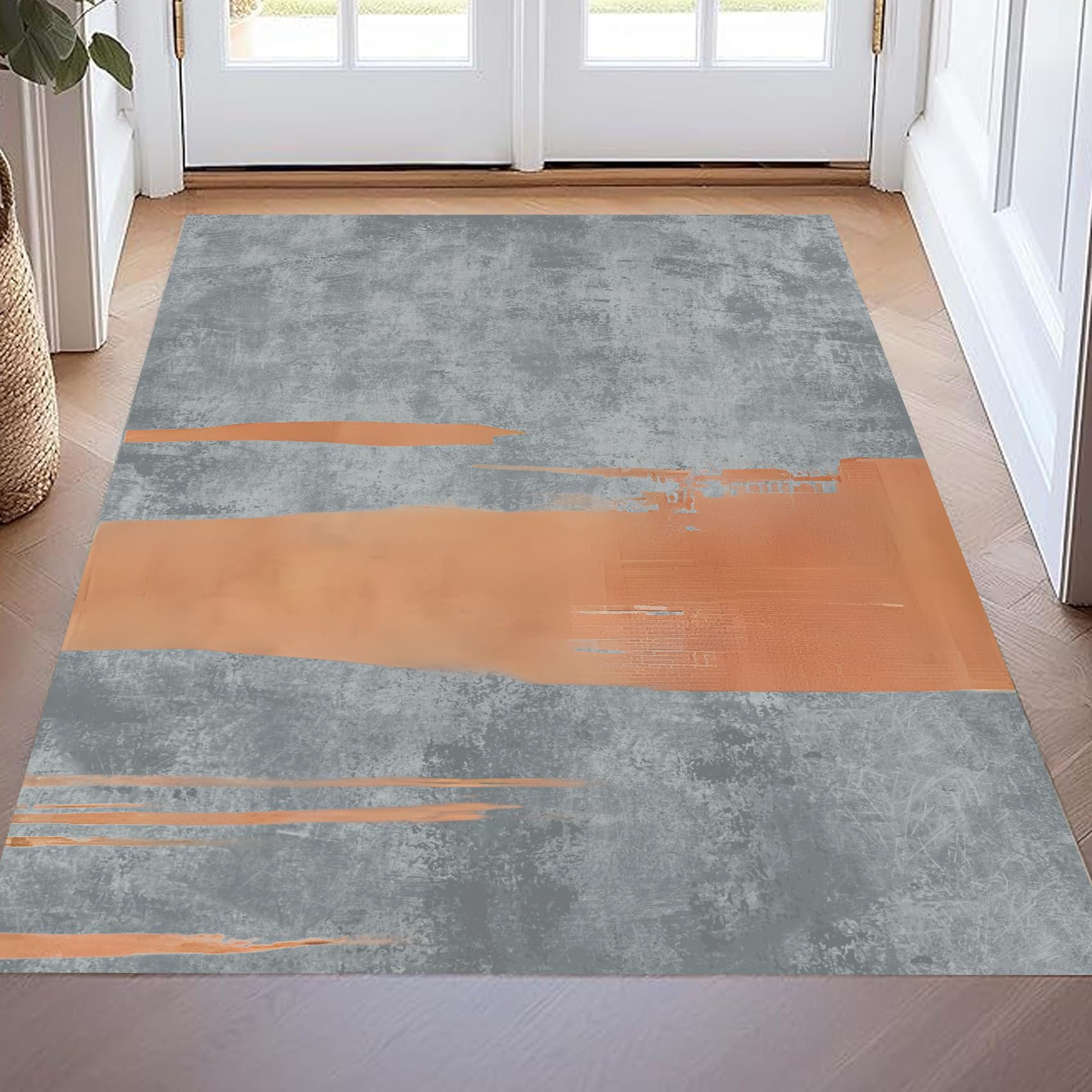 Tapis de passage antidérapant gris et orange pour zones à fort trafic 80x120