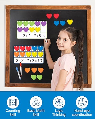 Vista 5 de Coogam Juego de diez marcos magnéticos, juegos de manipulación matemática para niños con 6 diez marcos 60 contadores magnéticos de matemáticas