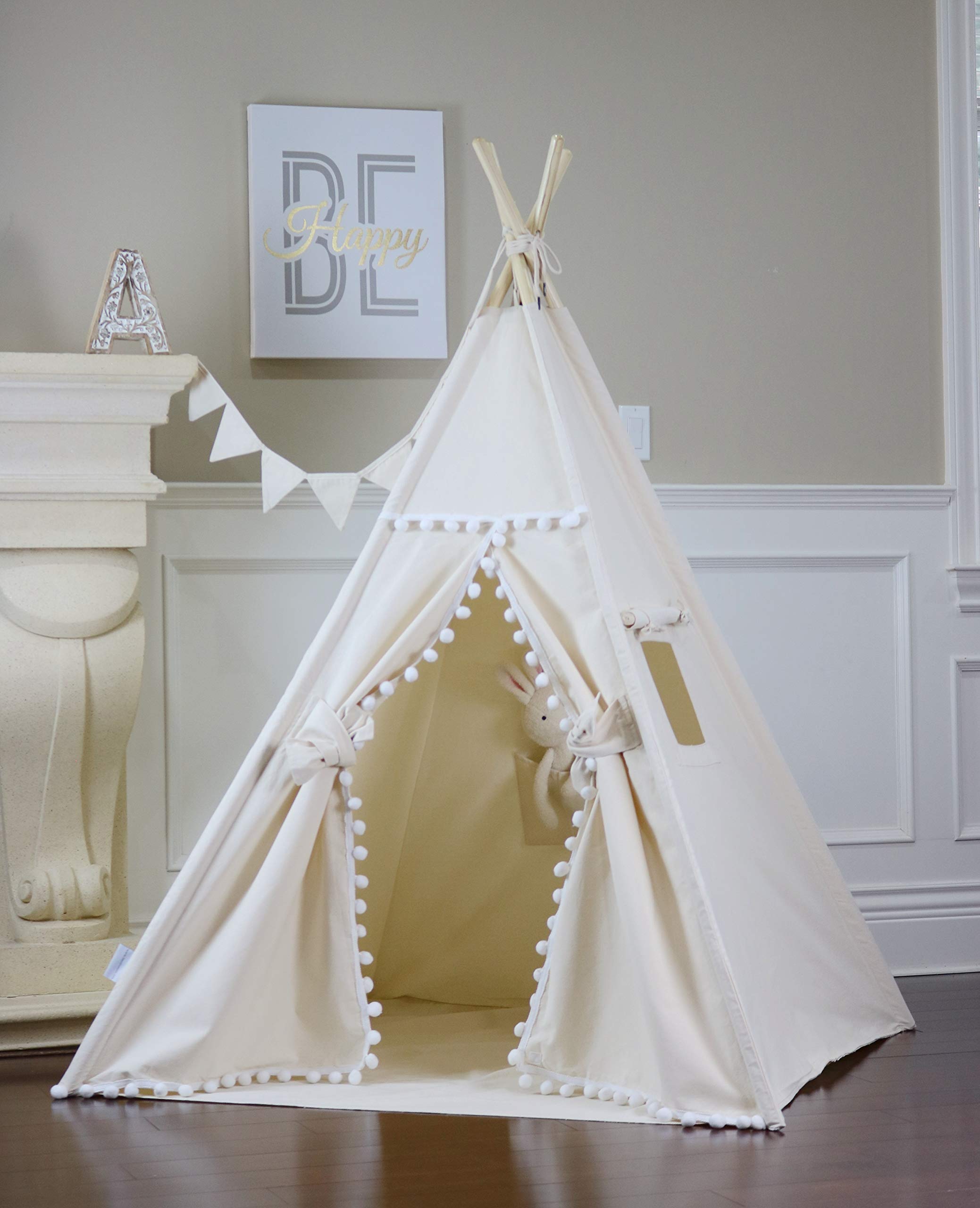 ILOVETEEPEE Kid Teepee, Sailor Teepee with Poles, Flags, Mat and Storage Bag