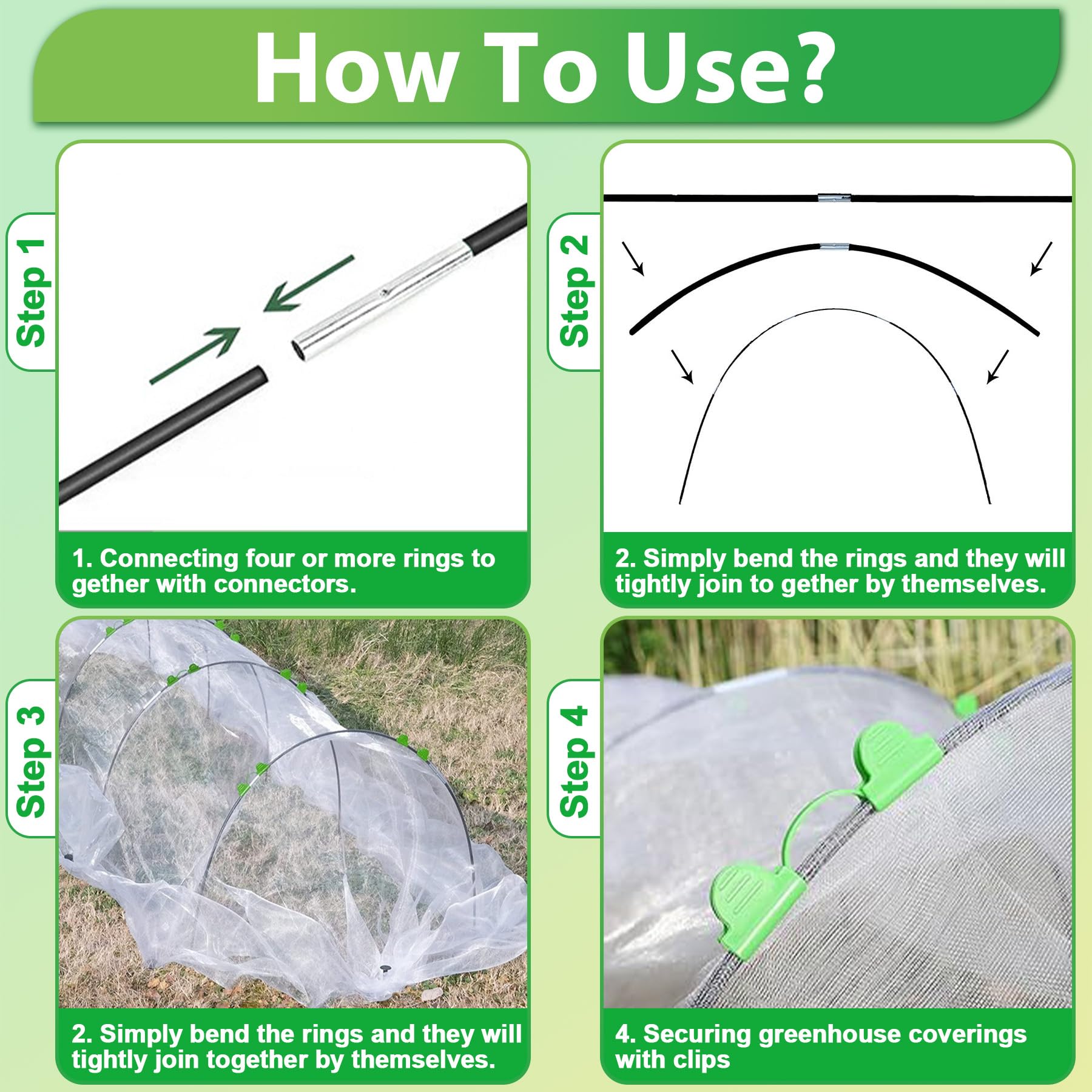 TZEKING Arceau pour Serre Tunnel,60 Pièces Arceau de Jardin,Cerceau pour Serre de Jardin