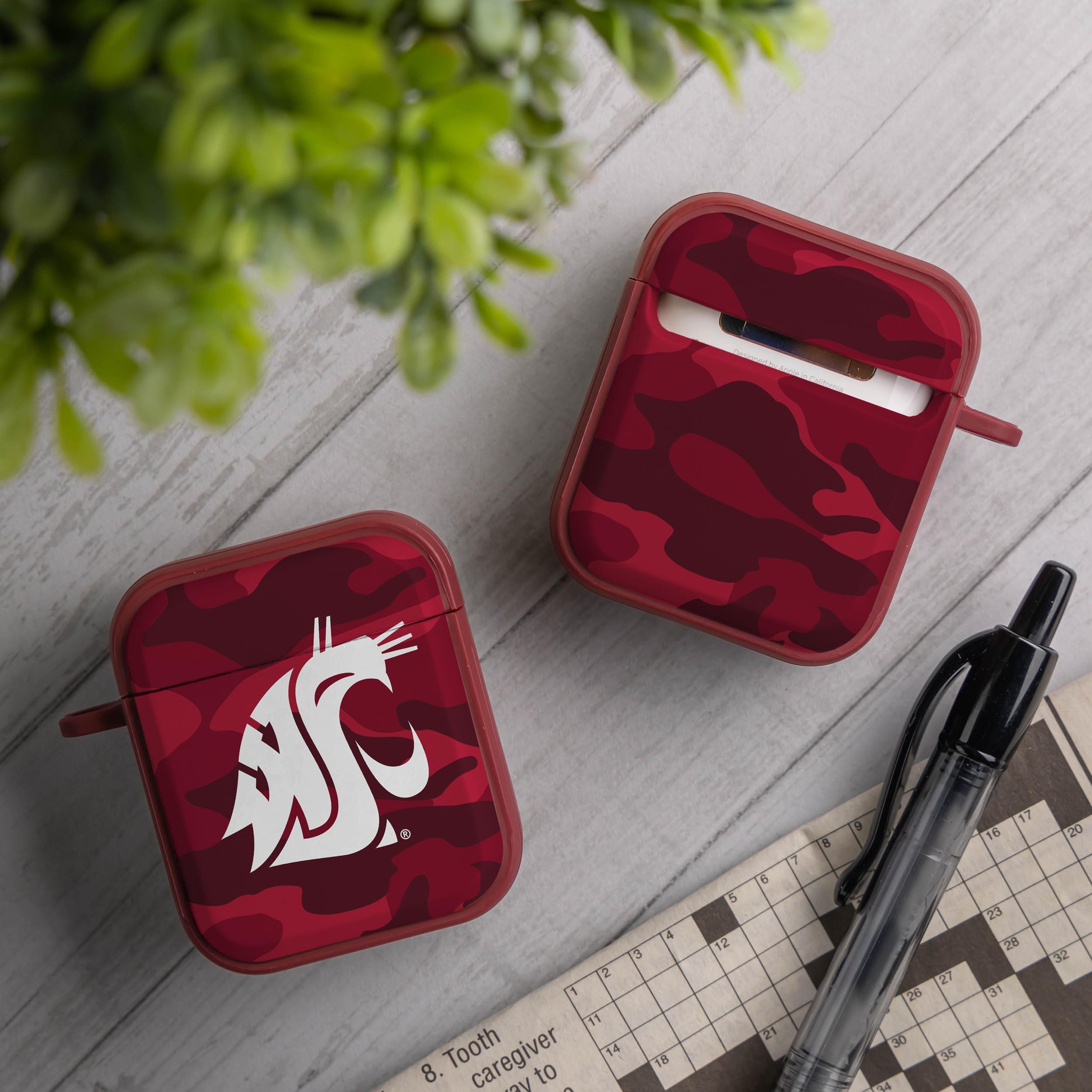 AFFINITY BANDS Washington State Cougars Camo HDX Case Cover Compatible with Apple AirPods Generations 1 & 2
