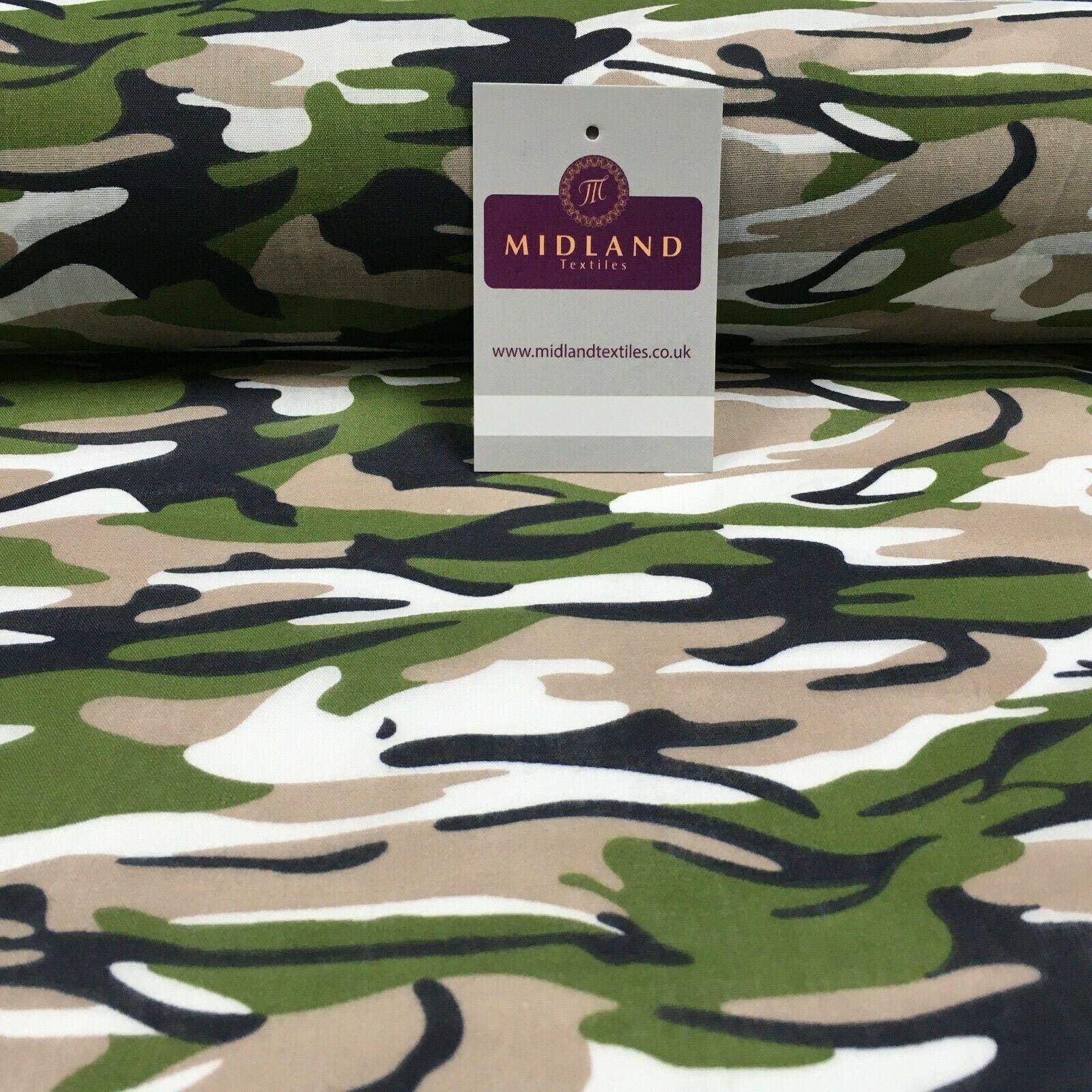 Original green 1 Metre pack Army Military Camouflage Polycotton Fabric 110cm Wide MS1352 Mtex