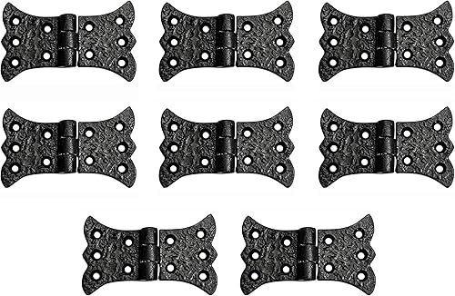 Miniatura 7 de Adonai Hardware "Aeneus" Bisagras de mariposa vintage de hierro fundido antiguo (8 unidades, revestimiento de polvo negro) para puertas de granero,