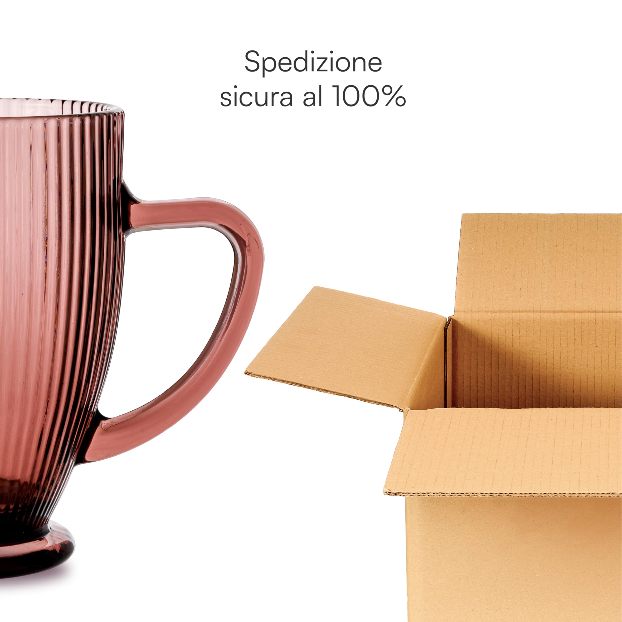 Baroni Home Caraffa in Vetro con Dettagli in Rilievo, Brocca con Manico, Design Moderno, Caraffa con Sistema Antigoccia, Facile da pulire, per Bevande Calde e Fredde, 1L, 20x13x19 cm, Rosa