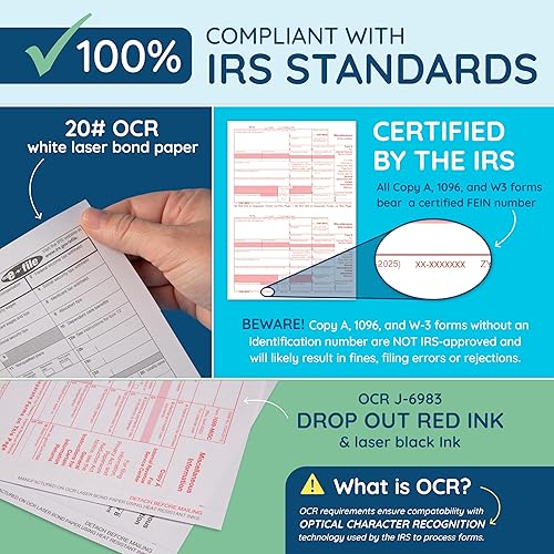 Miniatura 4 de Blue Summit 1099 Formularios MISC 2025 con sobres, kit de formularios de impuestos de 4 partes, kit de 12 formularios láser, compatible con