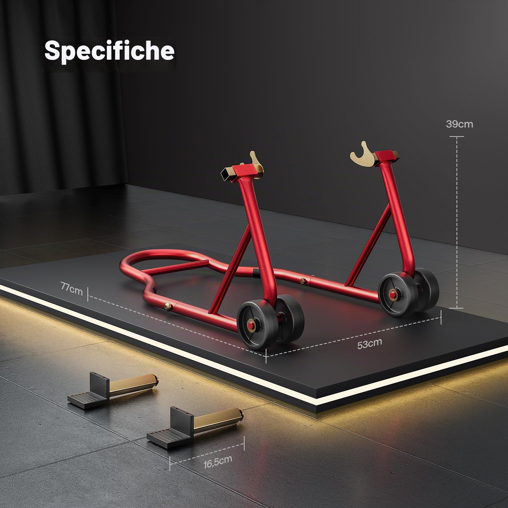 SPECSTAR Cavalletto Moto 200KG Sollevatore Ruota Posteriore Regolabile U+L