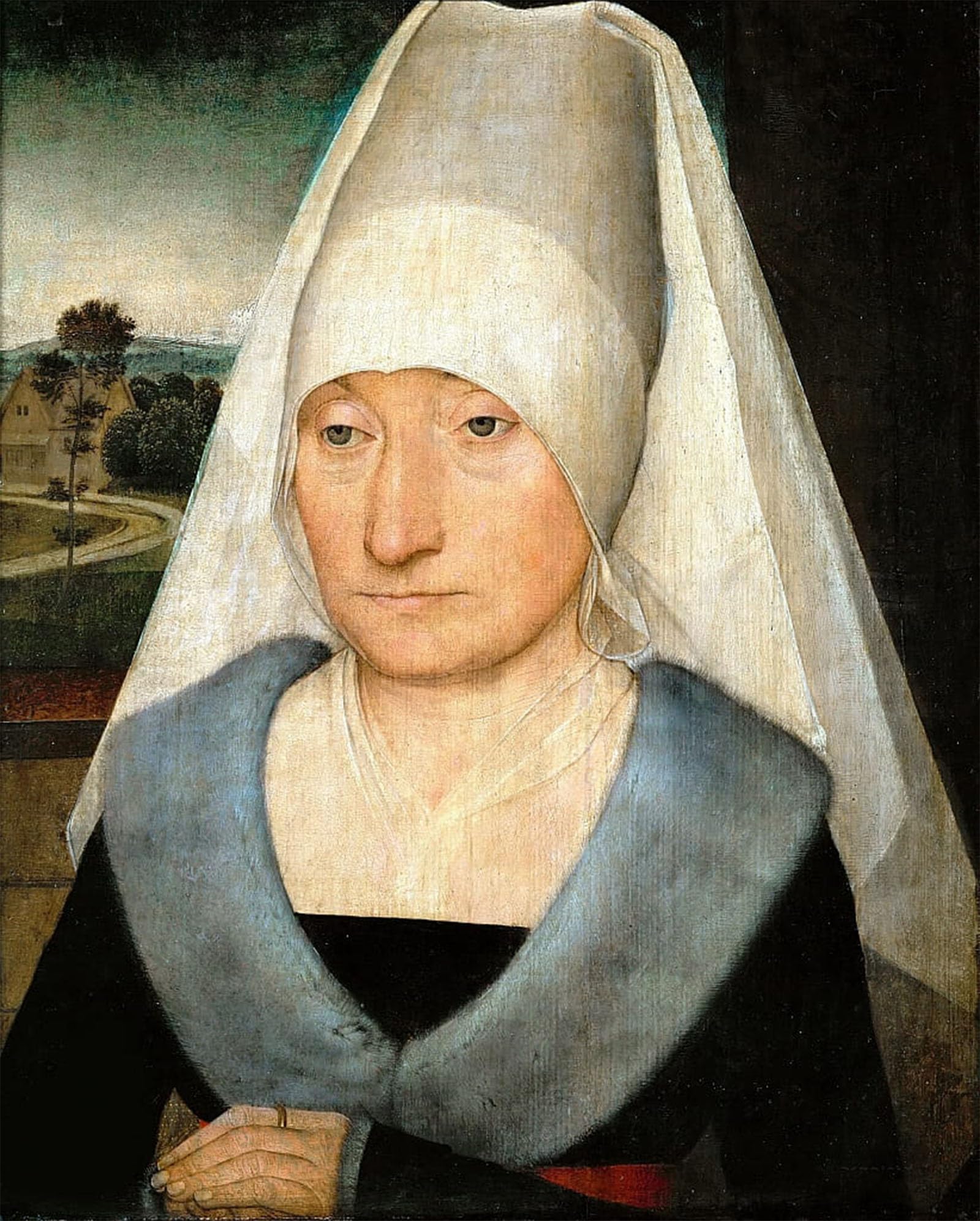 POSTERIIk Vintage Classic Picture Landscape Artwork Portrait of an Old Woman by Hans Memling Portrait Canvas Painting for Office Home Decor 60x90cm