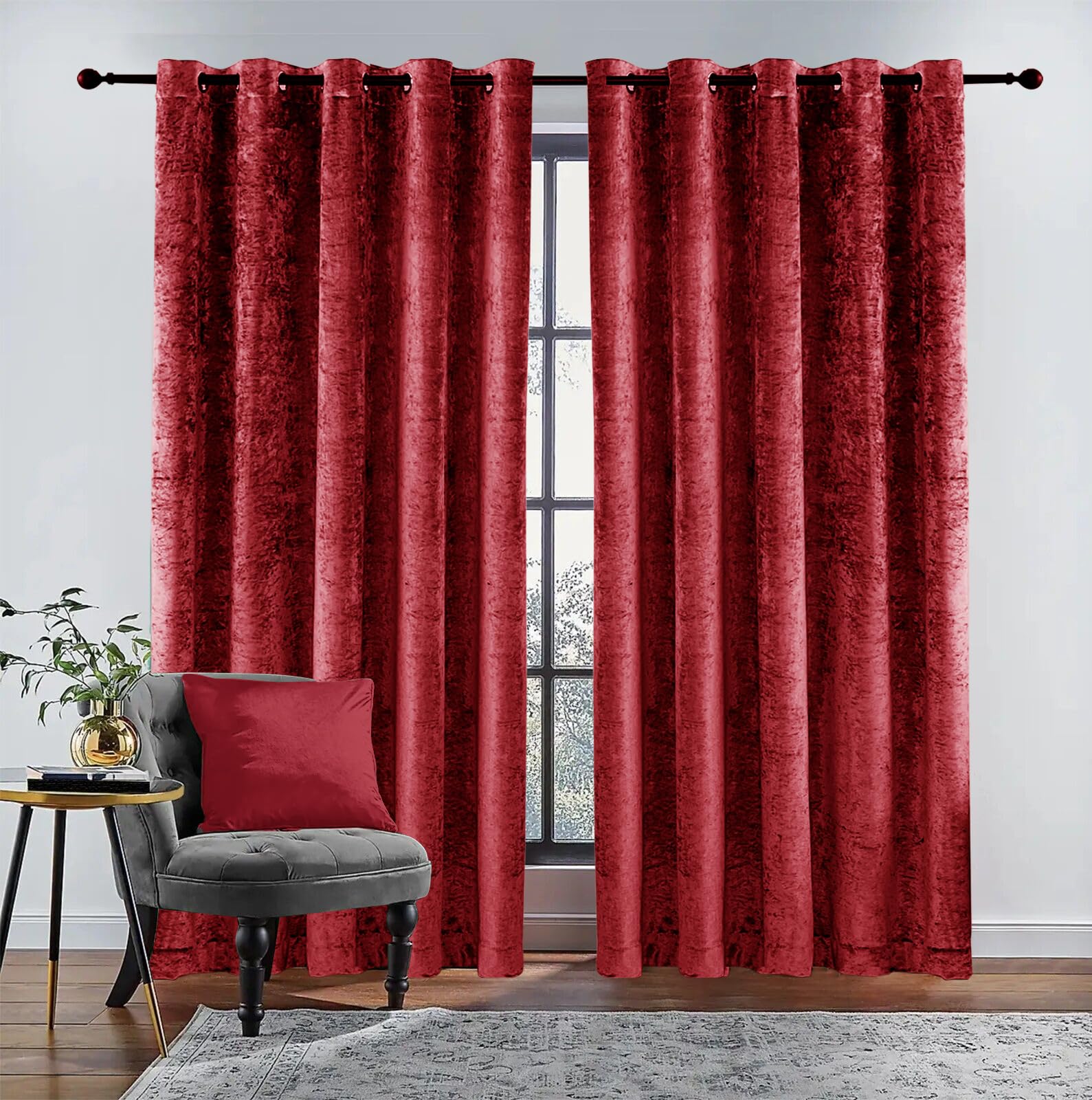 Rugs Inn Burgundy Curtains for Bedroom Blackout Curtains - Soft Privacy Protected Thermal Long Curtains for Living Room Bedroom Thick Curtains - 66" X 72" Panel